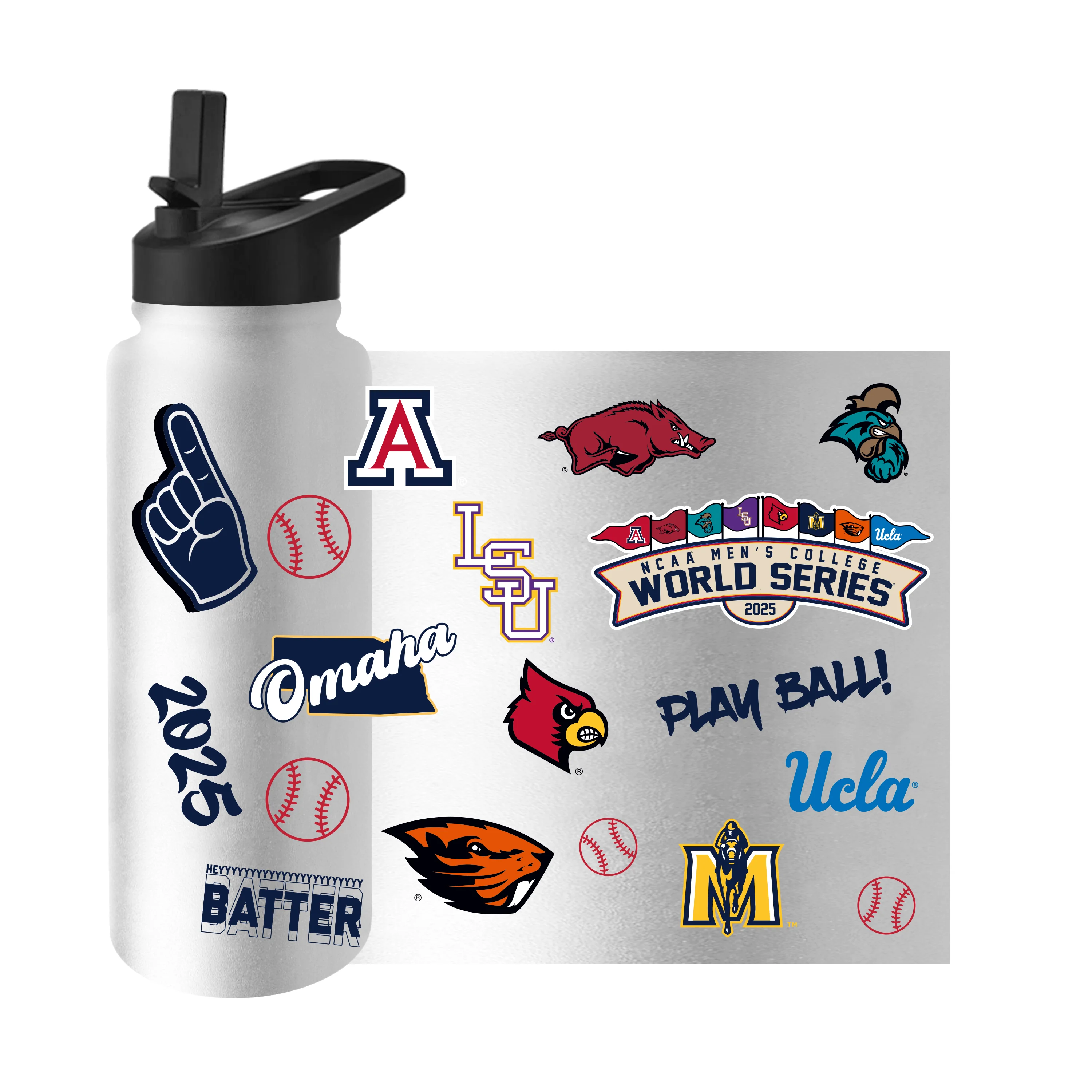 2025 NCAA Mens Baseball 8 Team 34oz Quencher Bottle - Image 3
