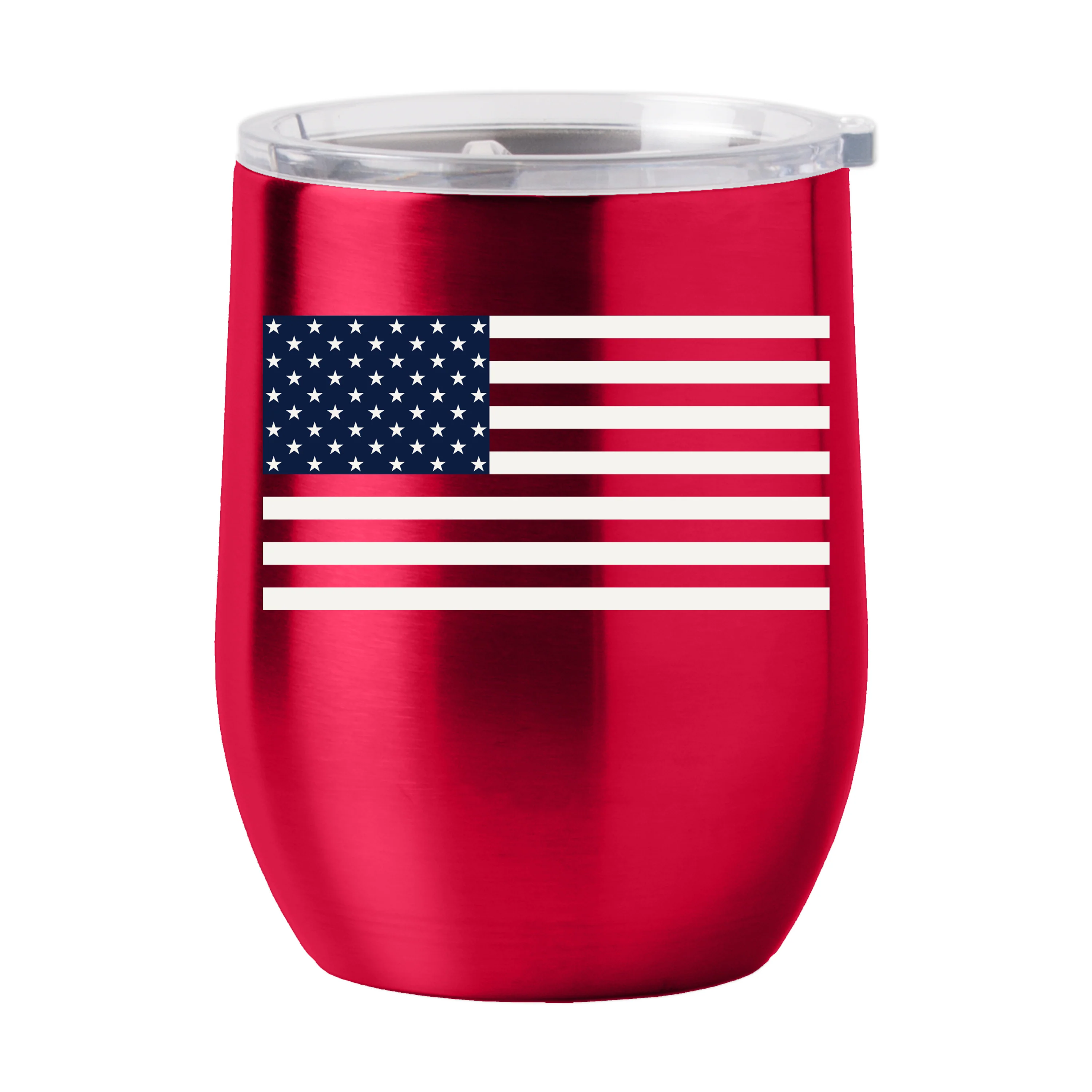 4th of July 16oz Red American Flag Stainless Curved Beverage