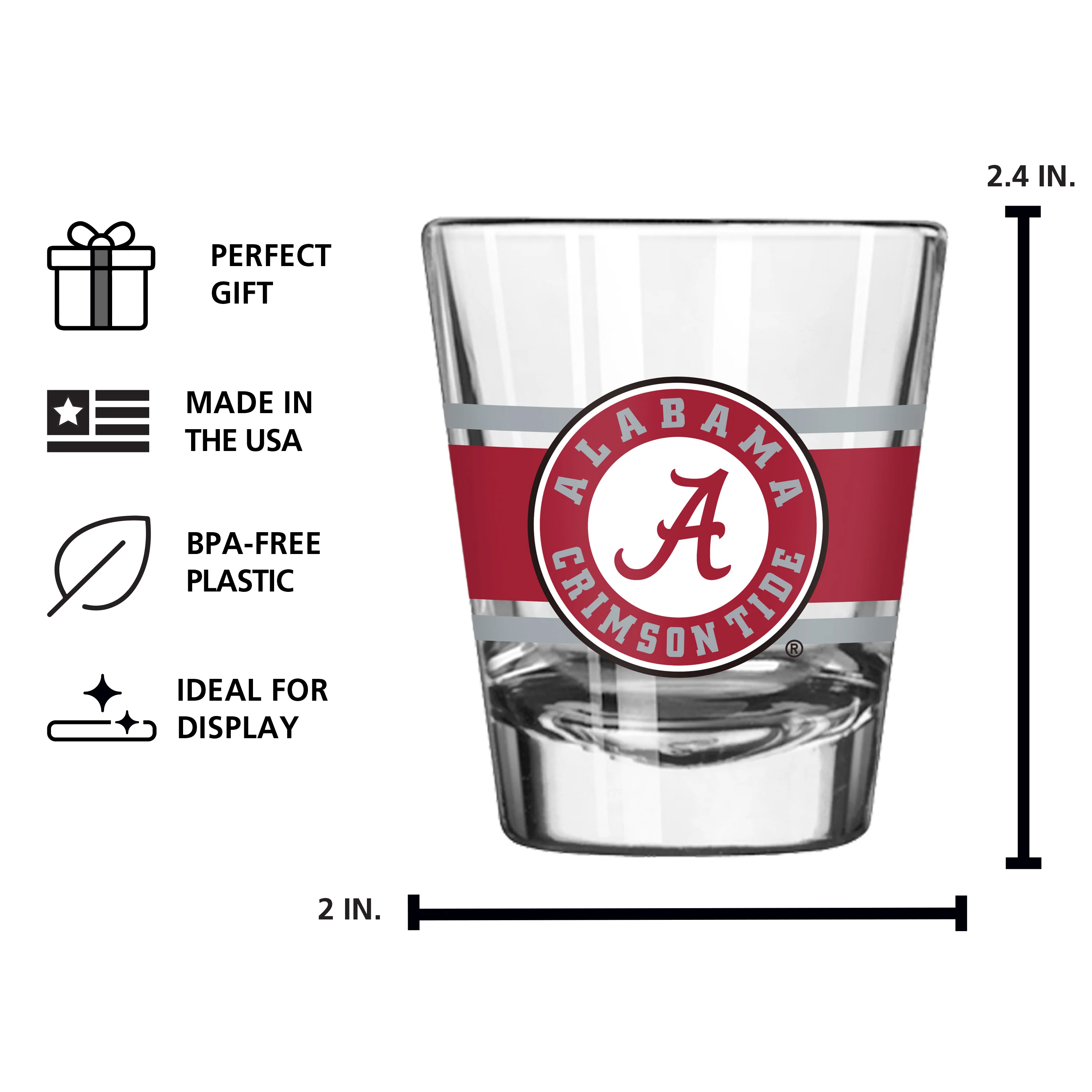 Alabama 2oz Stripe Shot Glass - Image 4