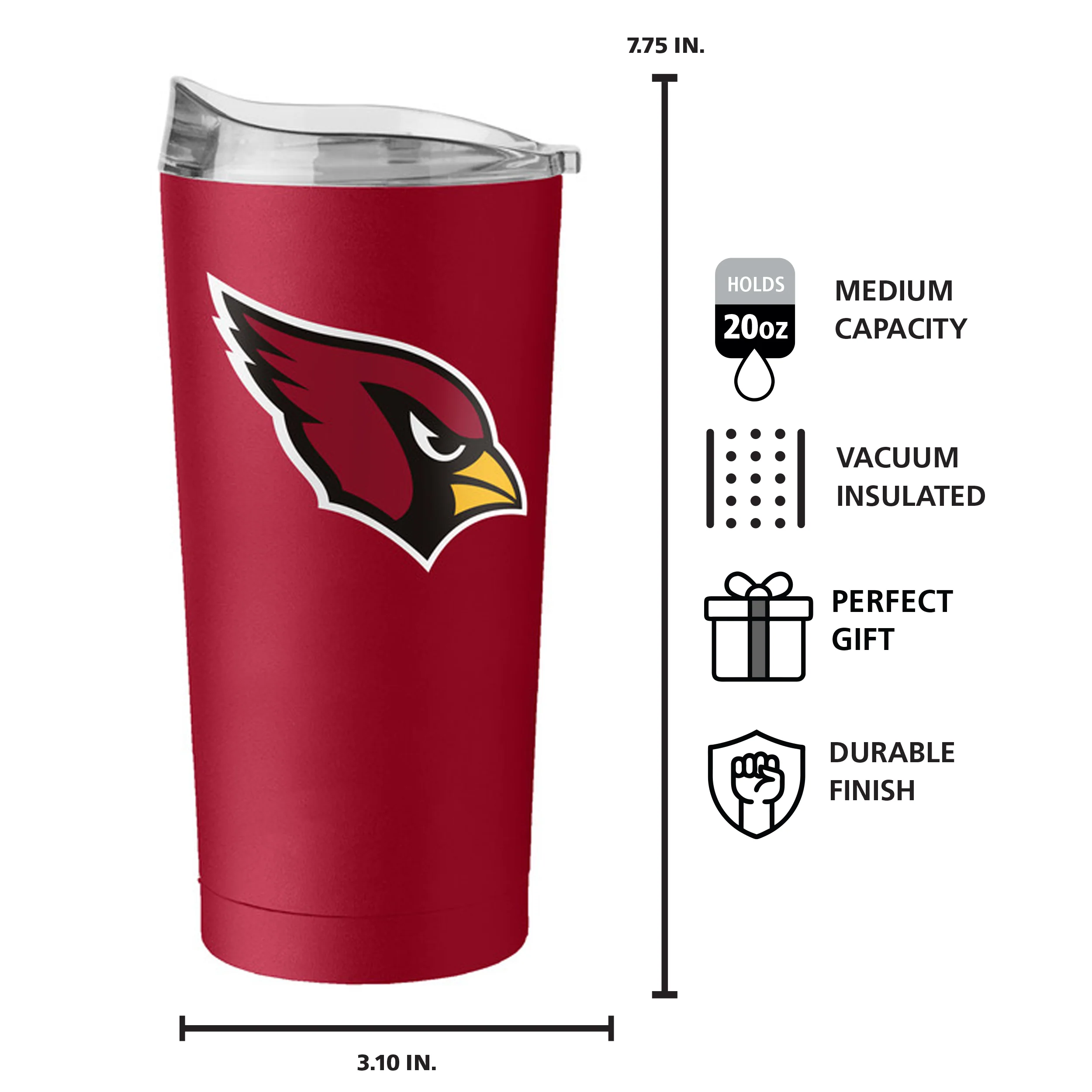 Arizona Cardinals 20oz Flipside Powder Coat Tumbler - Image 7