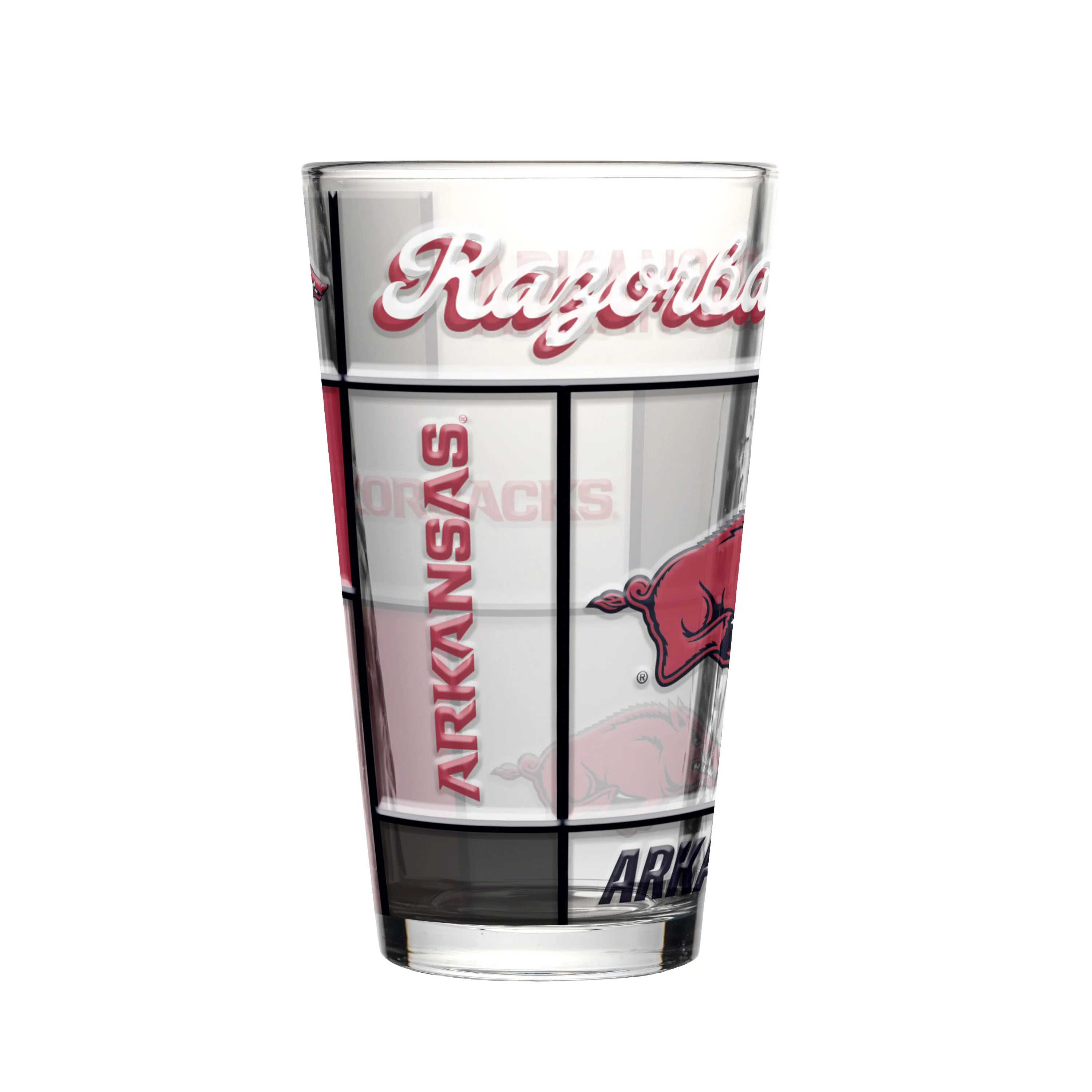 Arkansas 16oz Quilted Stained Pint Glass - Image 2