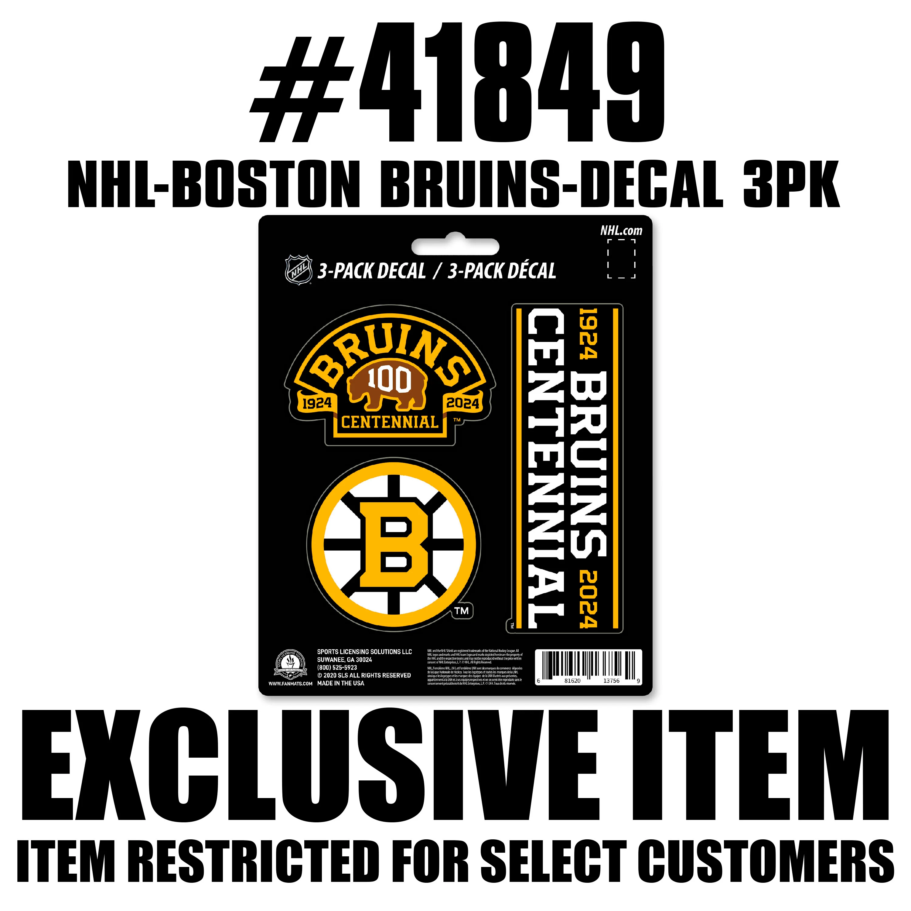 Boston Bruins Decal 3pk