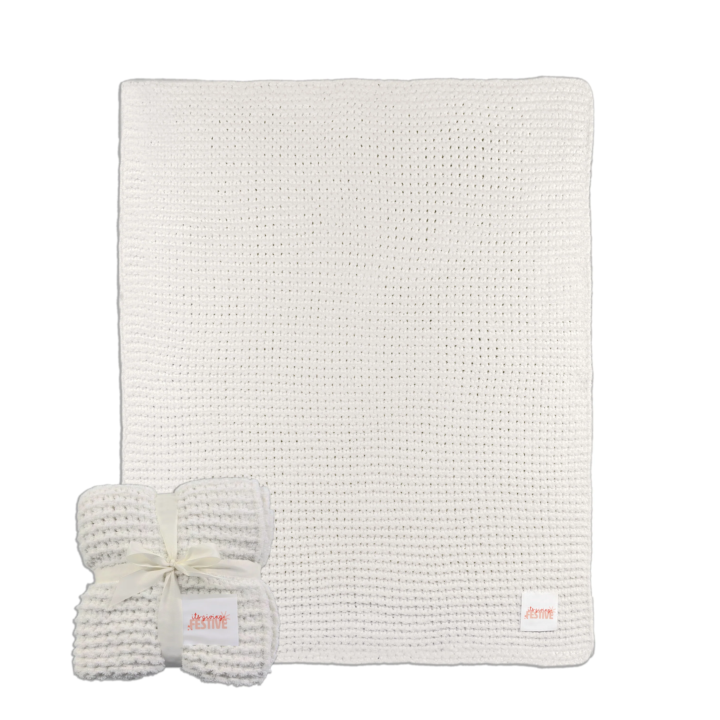 Christmas Festive Cable Knit Throw 50x60