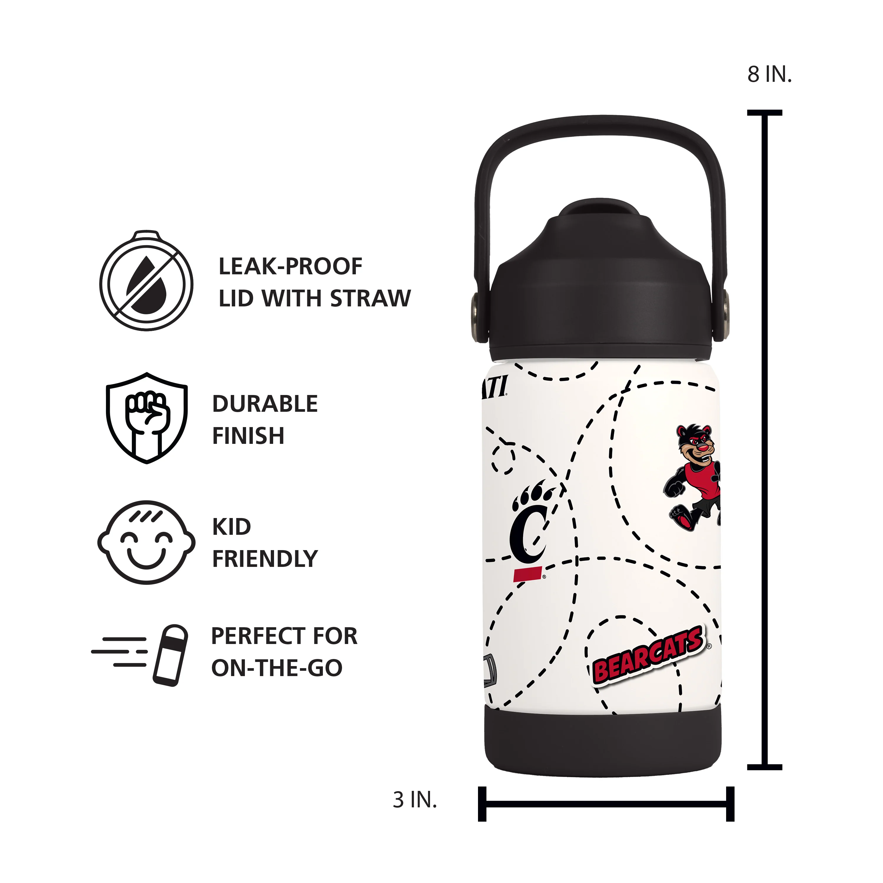 Cincinnati 12oz Mascot SS Kids Bottle - Image 6