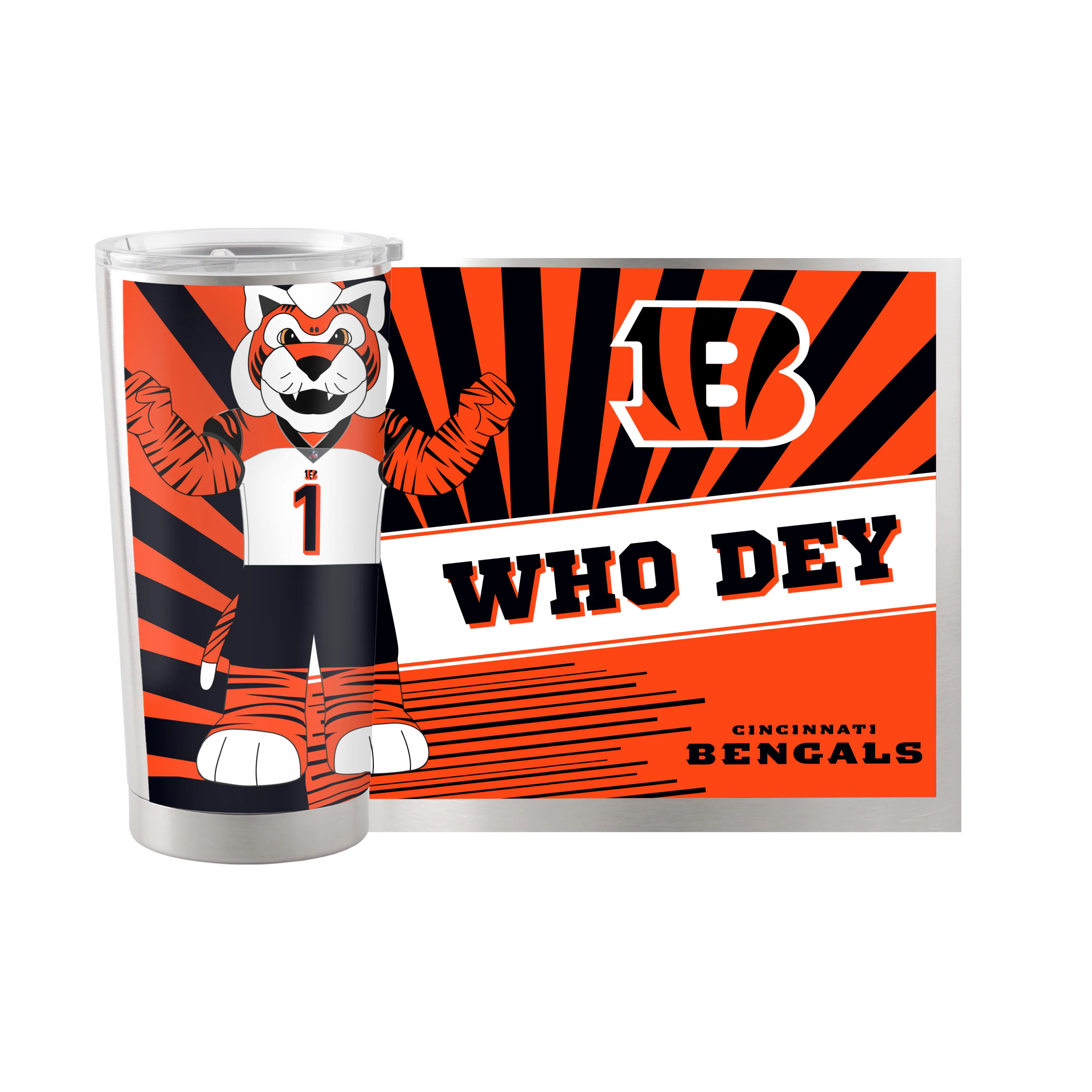 Cincinnati Bengals 20oz Mascot Stainless Steel Tumbler - Image 2