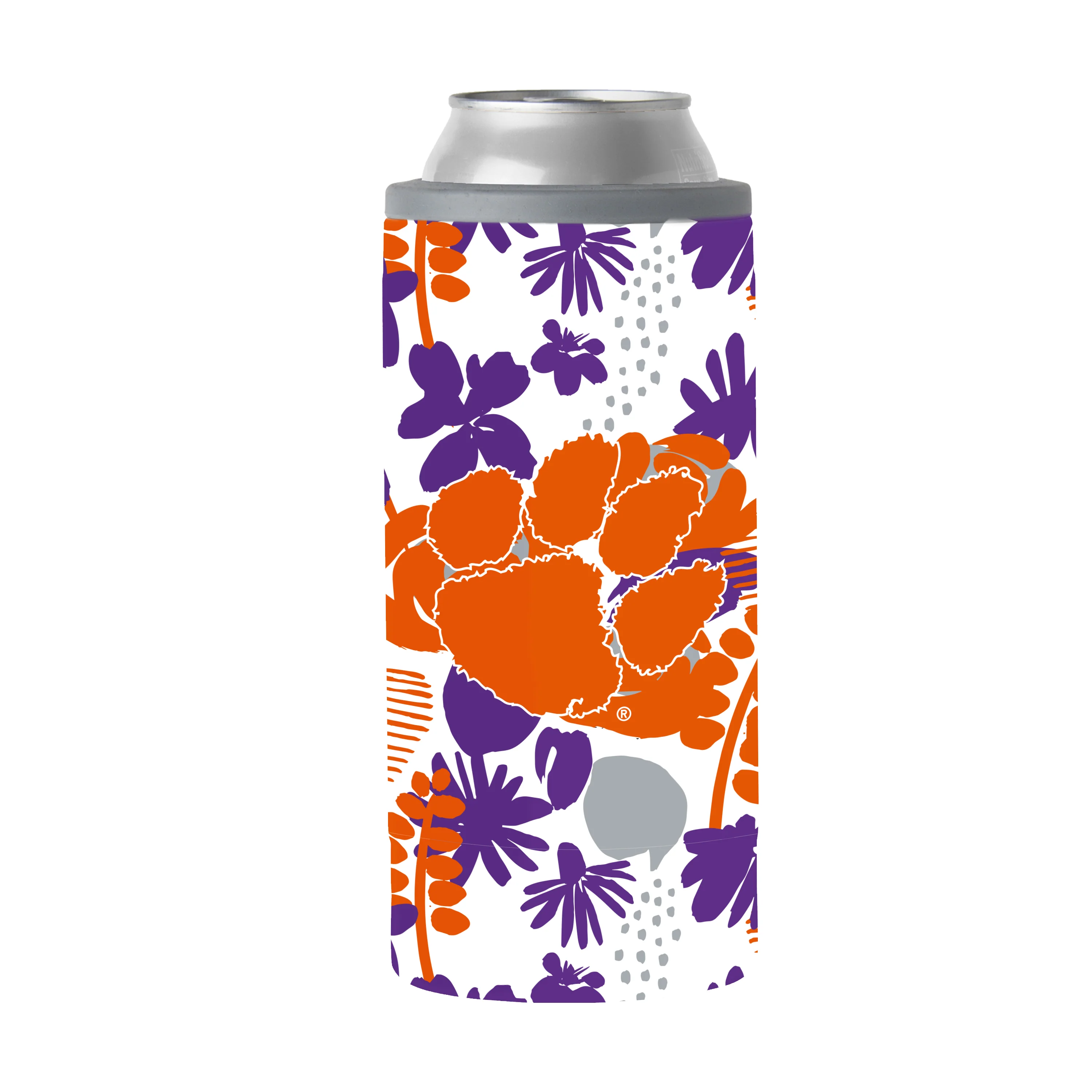 Clemson 12oz Floral Slim Can Coolie - Image 2