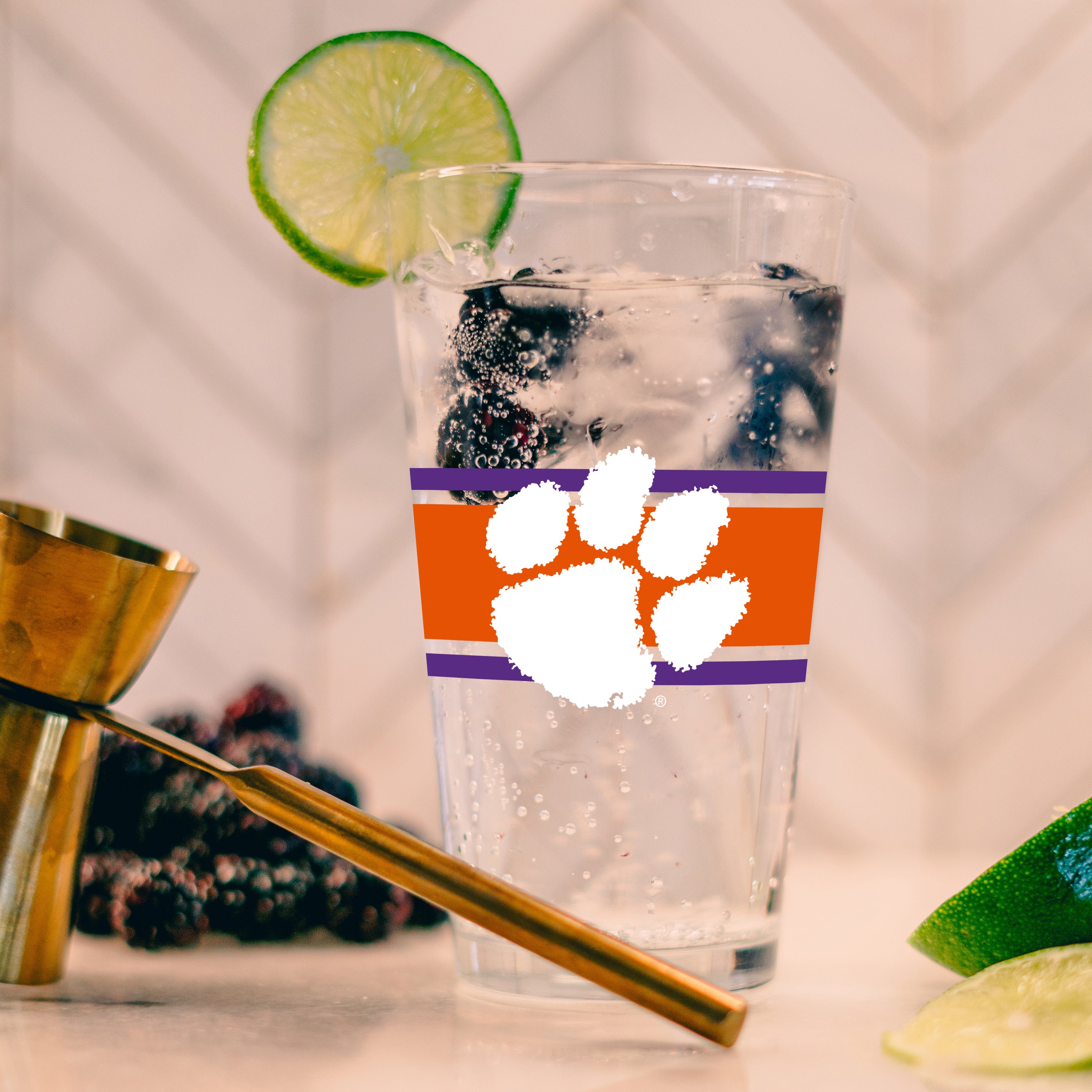 Clemson 16oz Stripe Pint Glass - Image 5