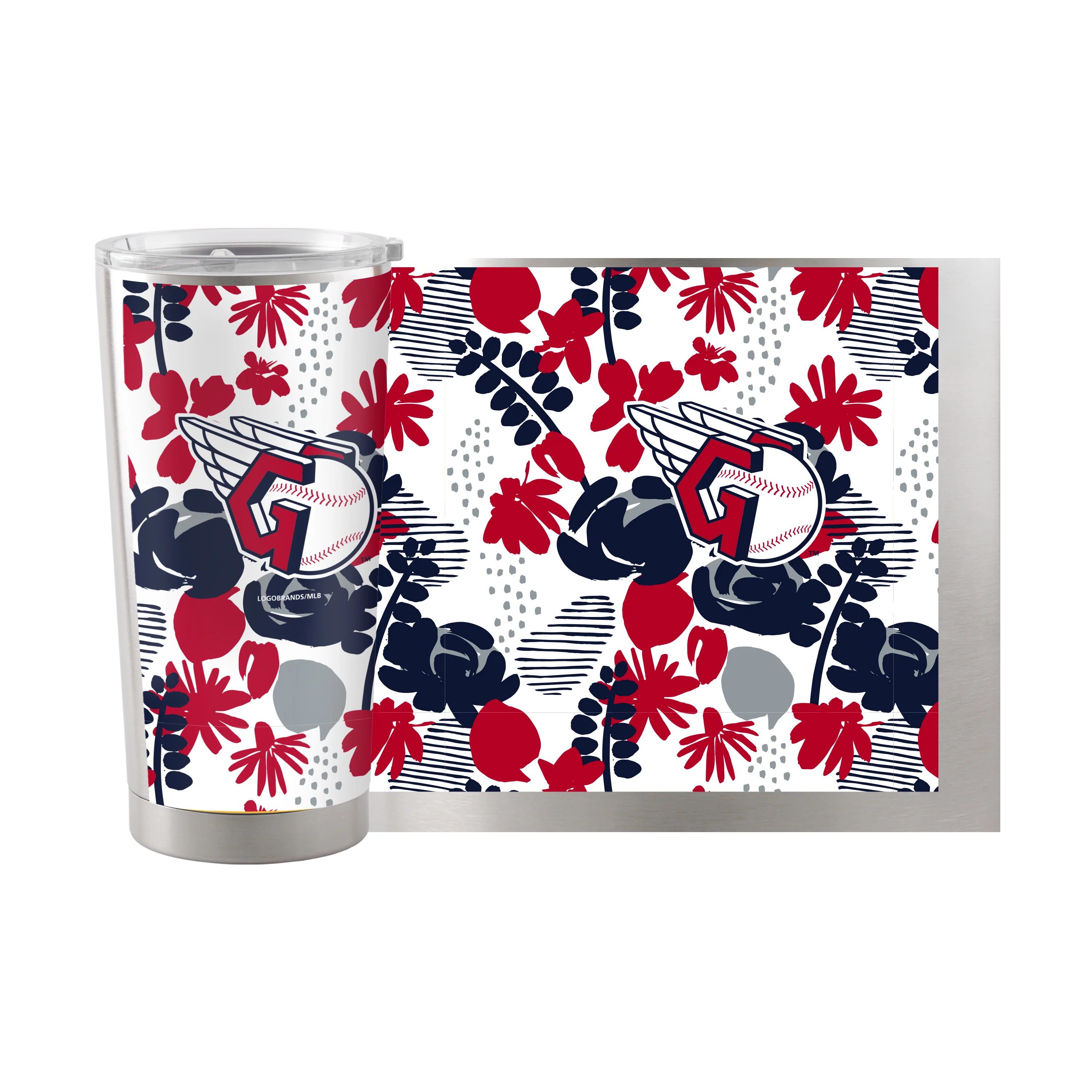 Cleveland Guardians 20oz Floral Stainless Steel Tumbler - Image 2
