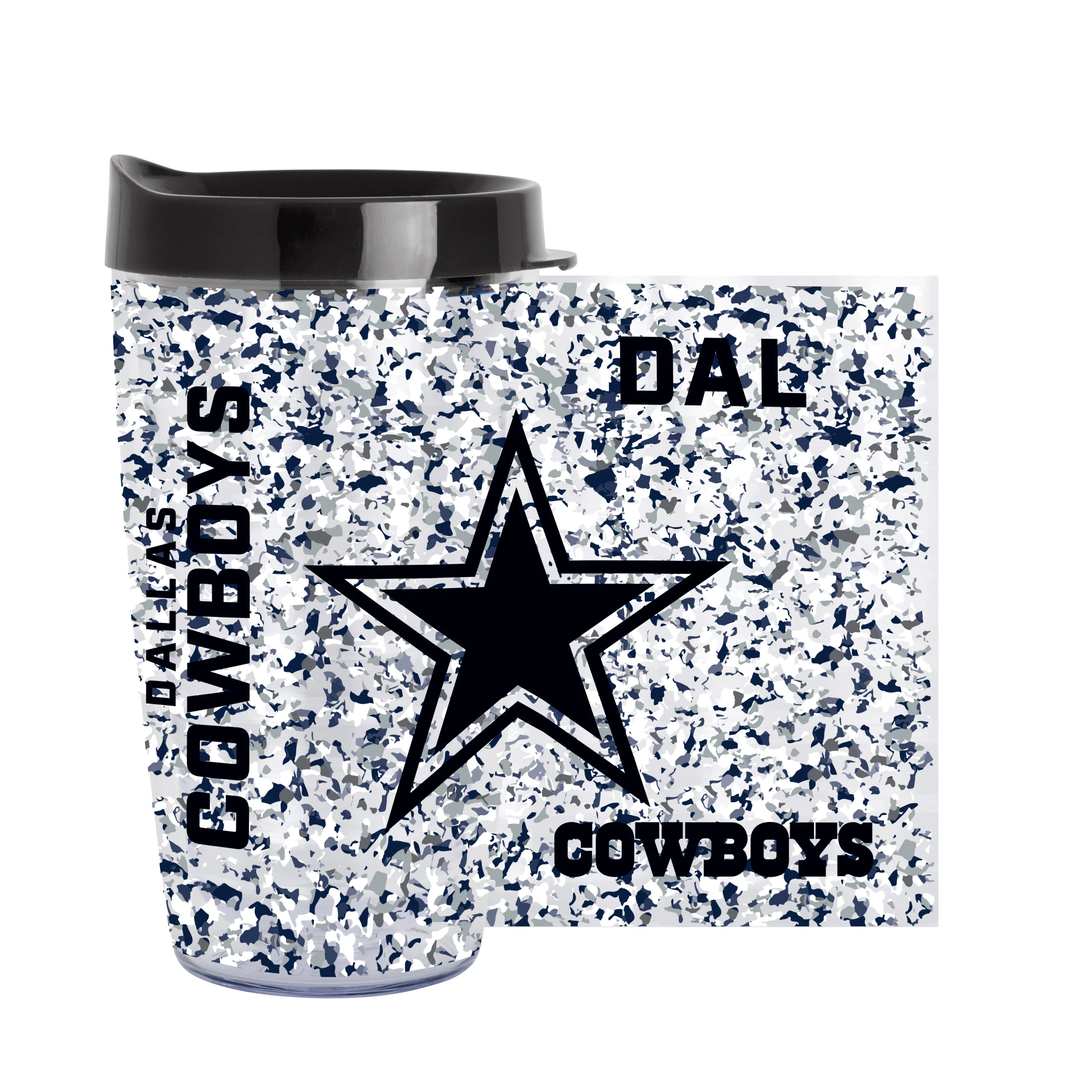Dallas Cowboys 16oz Terrazzo Dbl Wall Clear Tumbler - Image 3