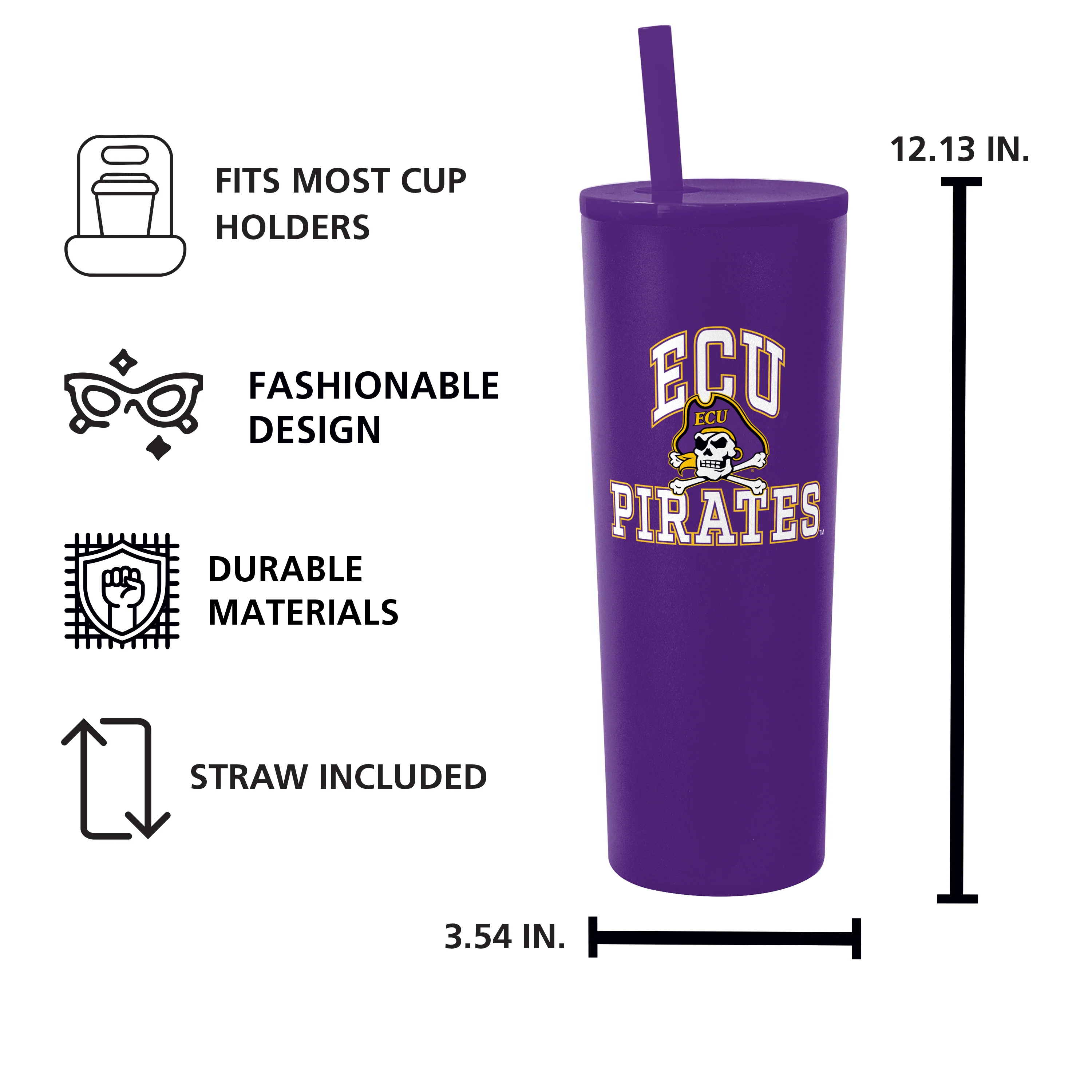 East Carolina 30oz Athletic SS Straw Tumbler - Image 5