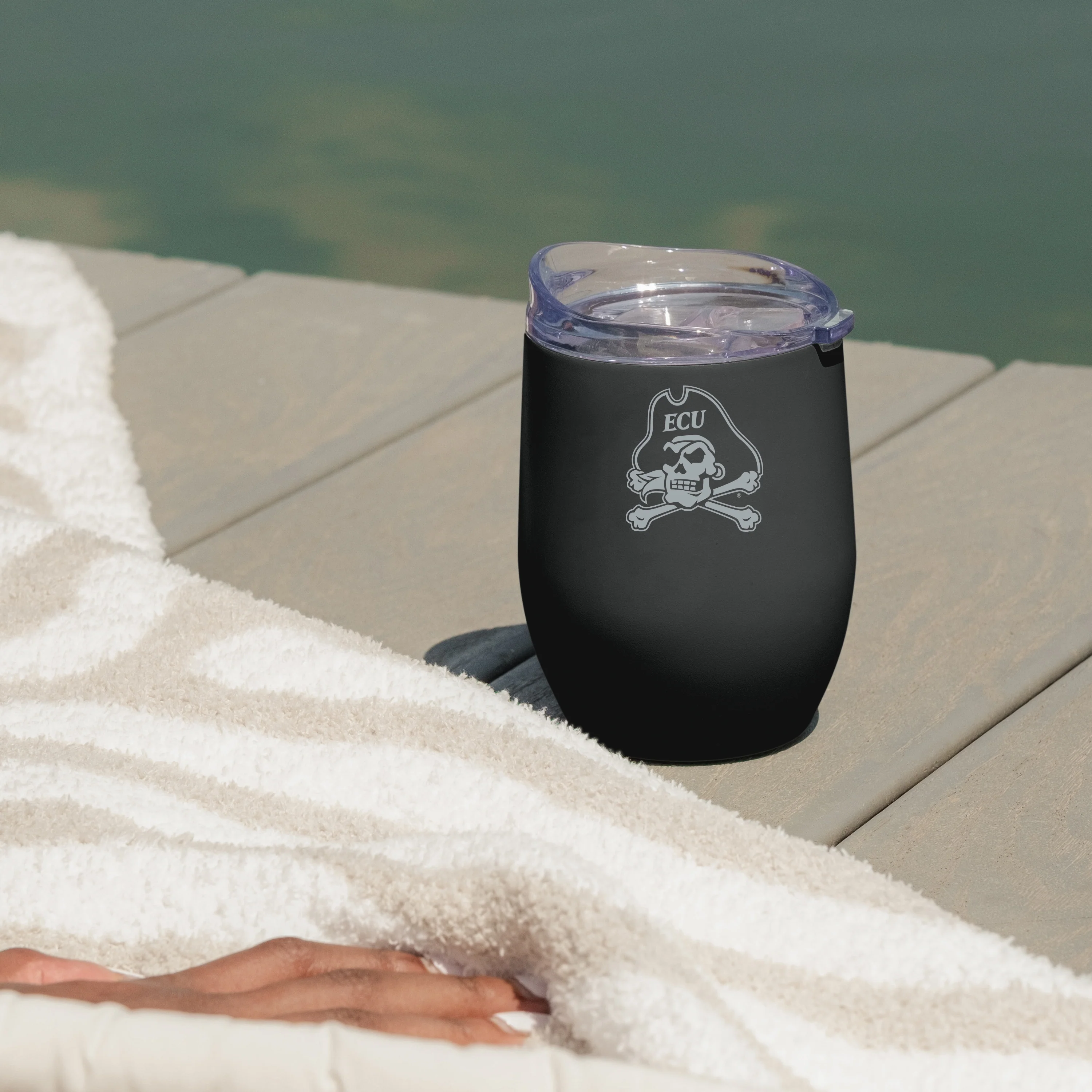 East Carolina Black 16oz Etch Powder Coat Curved Beverage - Image 2