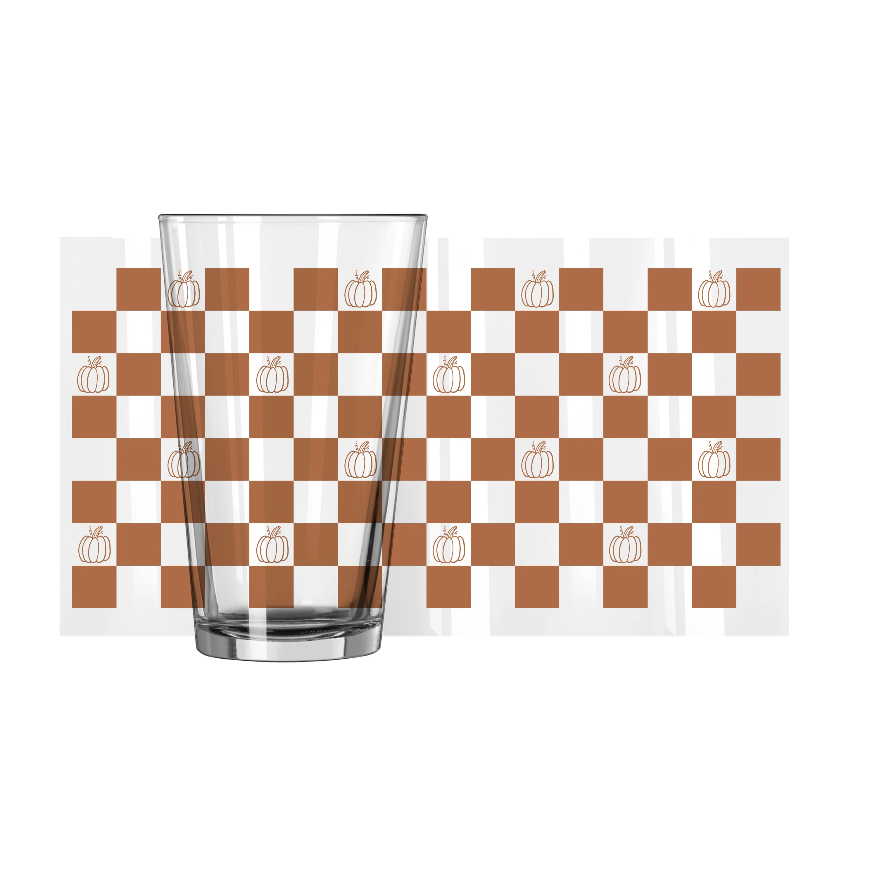 Fall Checkered Pumpkin 16oz Pint Glass - Image 2