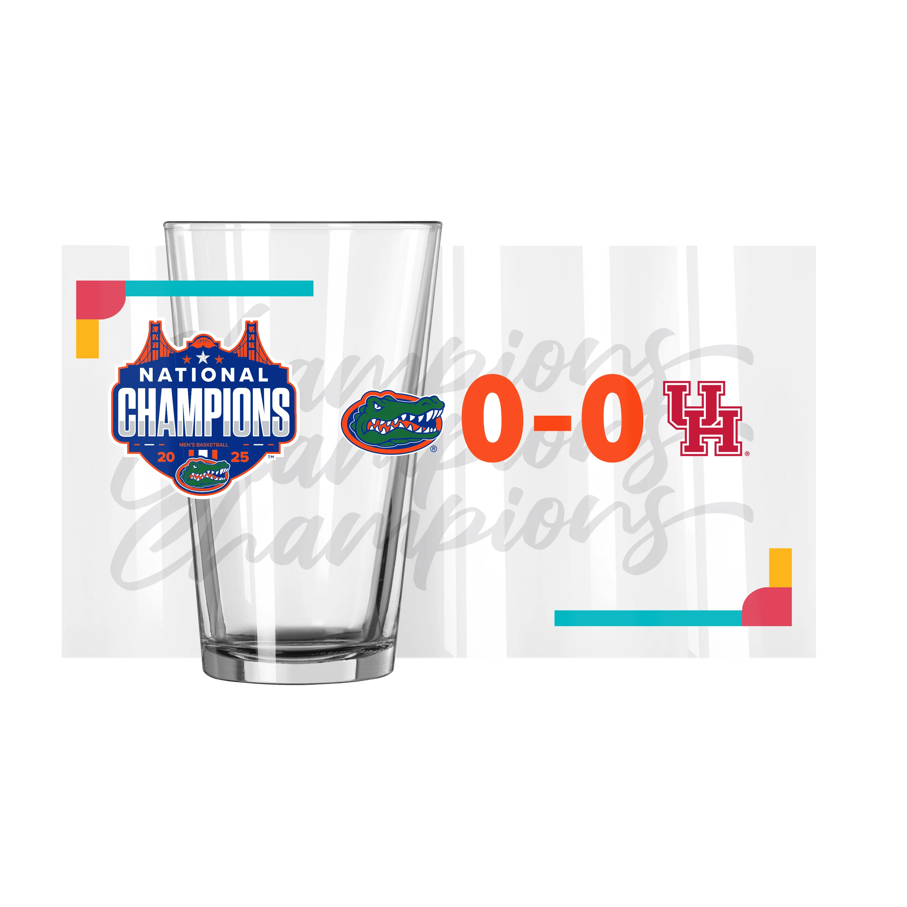 Florida 2025 Mens Basketball Champions 16oz Recap Pint Glass - Image 3