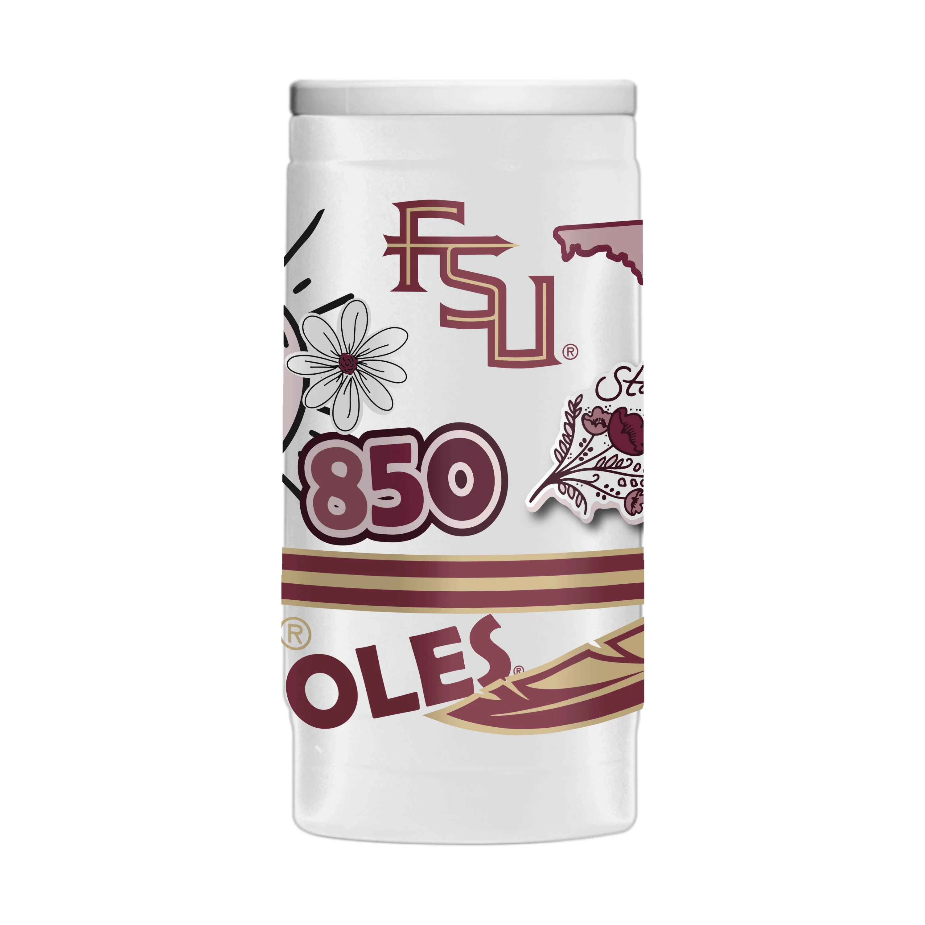 Florida State 12oz Native Powder Coat Slim Can Coolie - Image 2