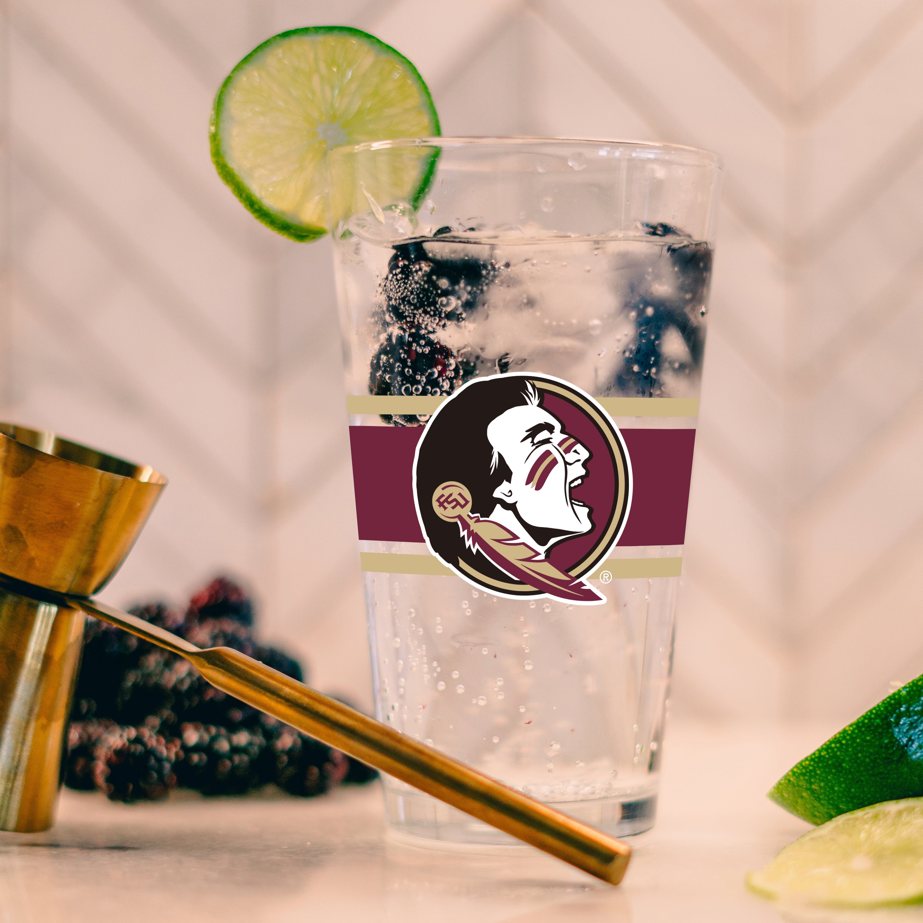 Florida State 16oz Stripe Pint Glass - Image 5