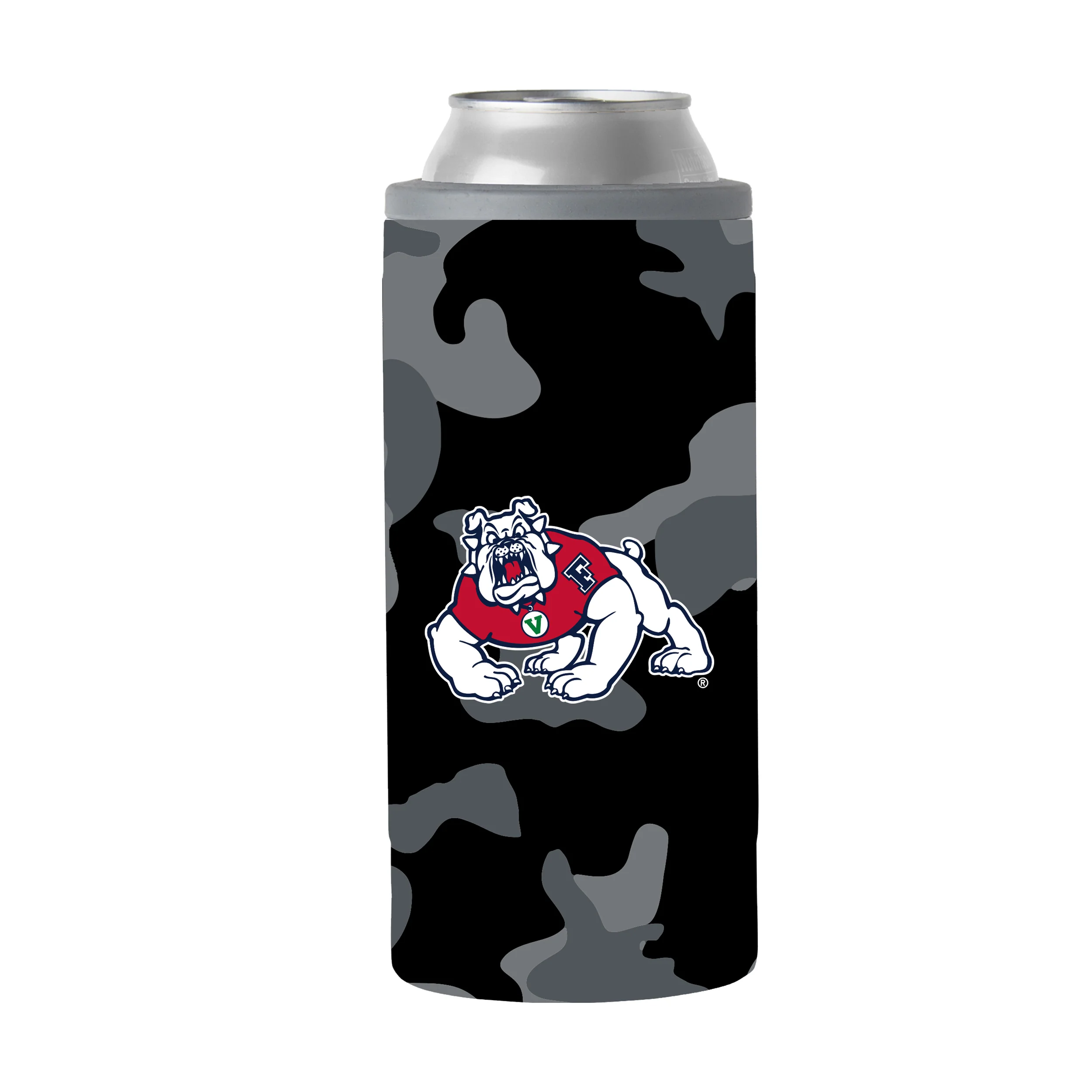 Fresno State Black Camo 12oz Slim Can Coolie