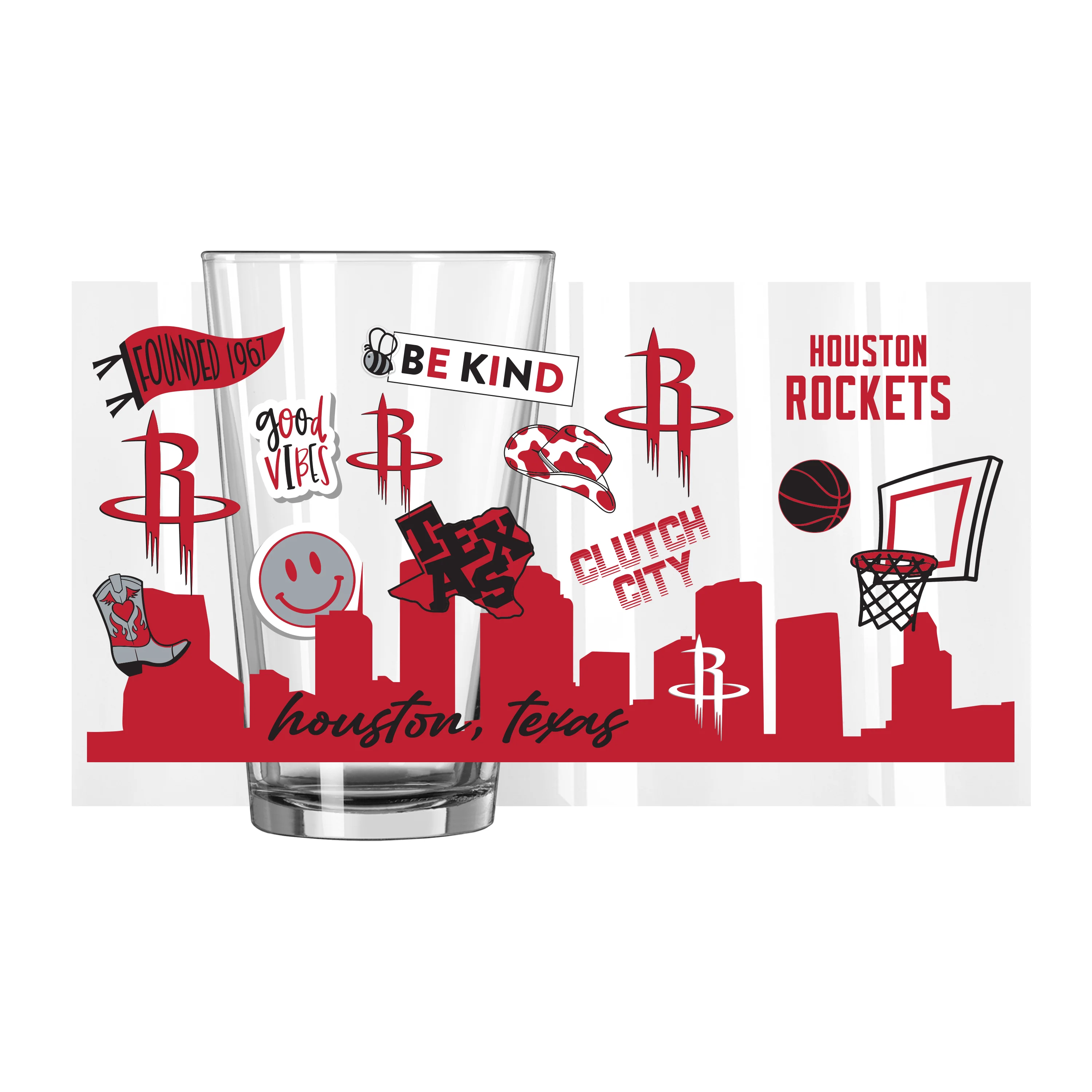 Houston Rockets 16oz Native Pint Glass - Image 4