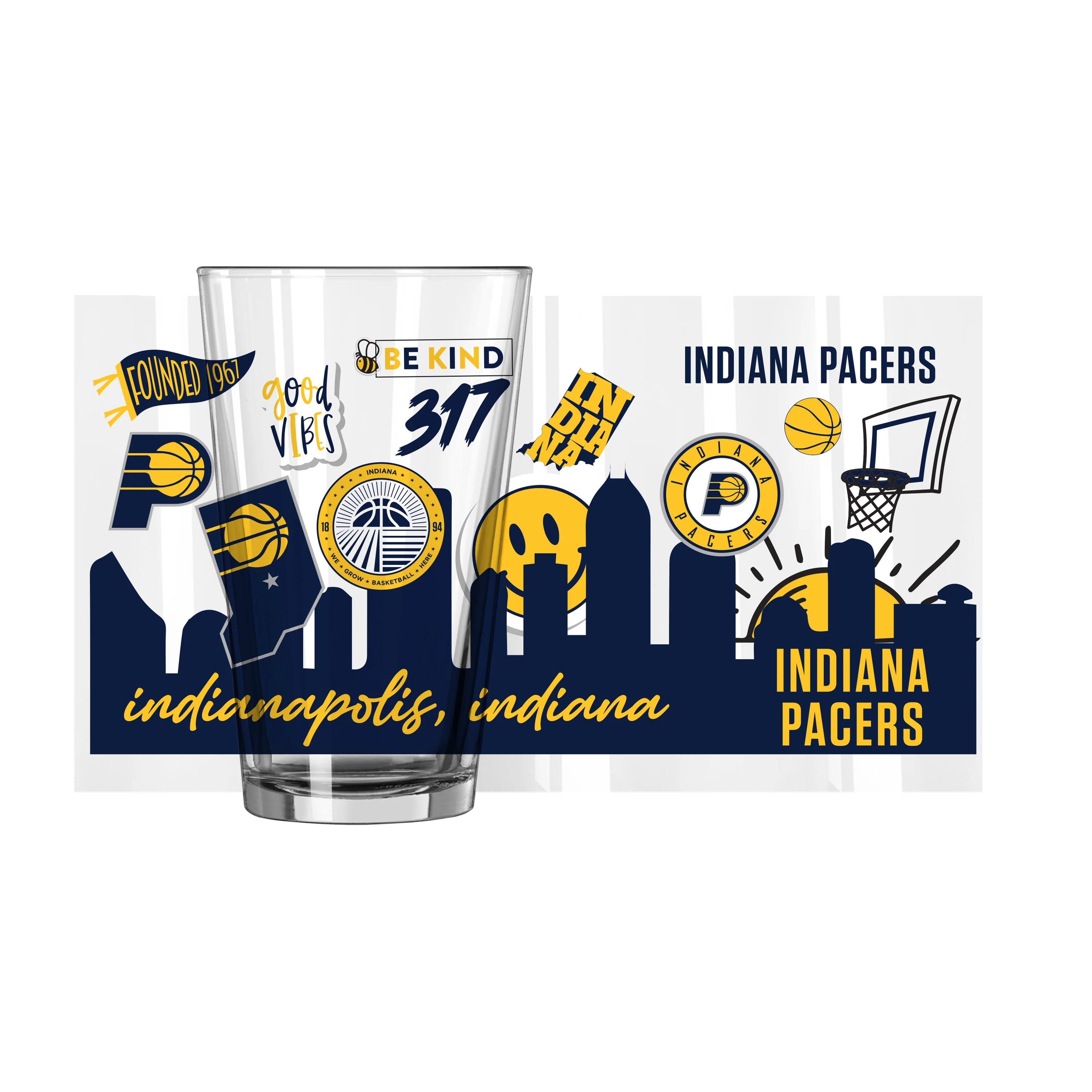Indiana Pacers 16oz Native Pint Glass - Image 2