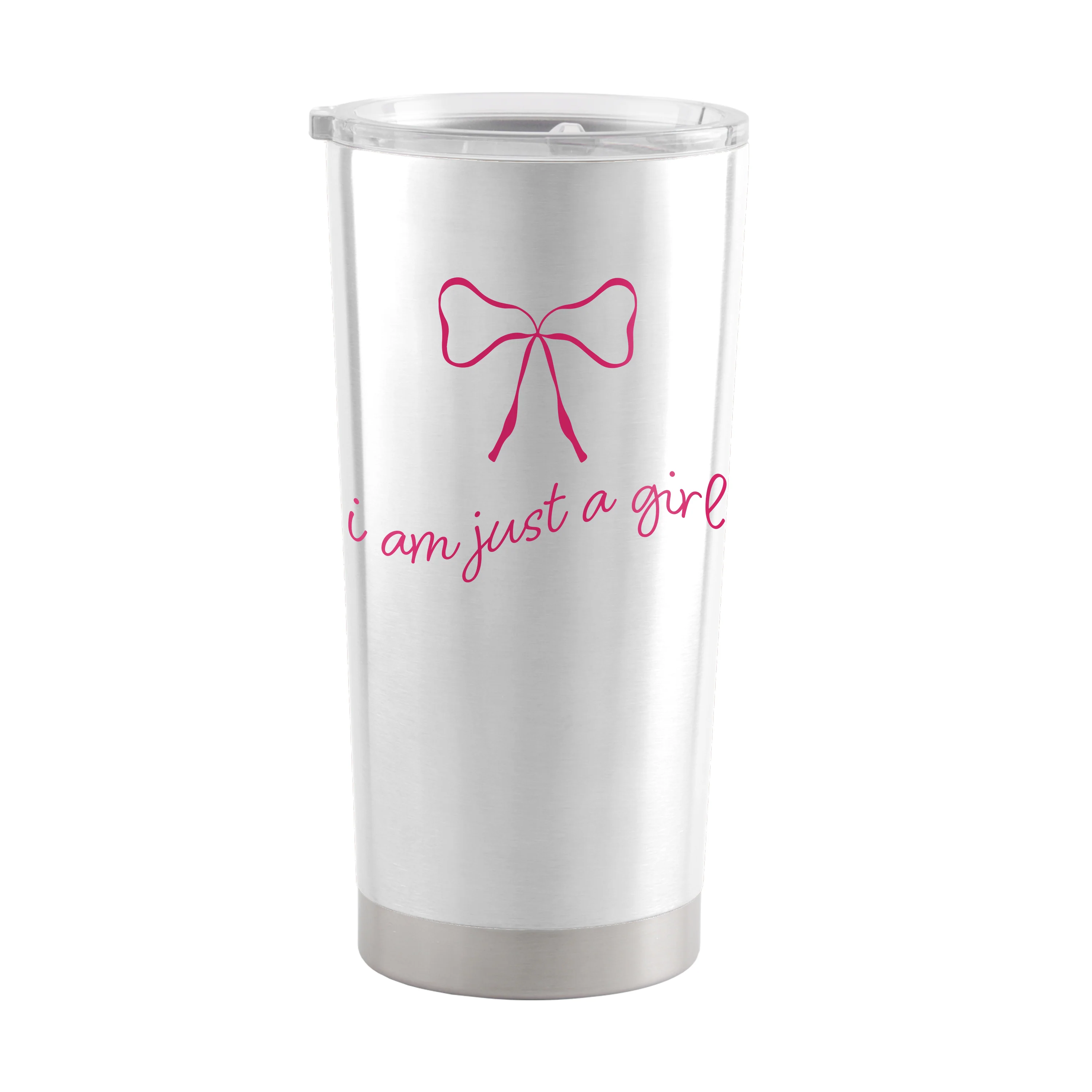 Just A Girl 20oz Pink Bow Powder Coat Tumbler - Image 2
