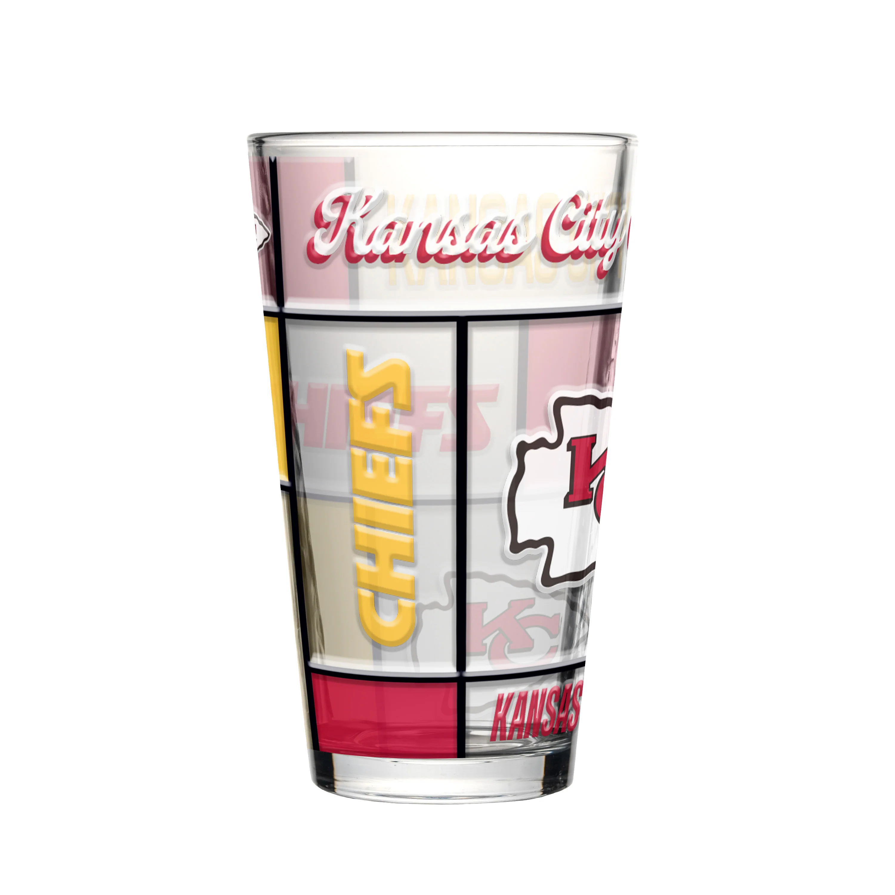 Kansas City Chiefs 16oz Quilted Stained Pint Glass