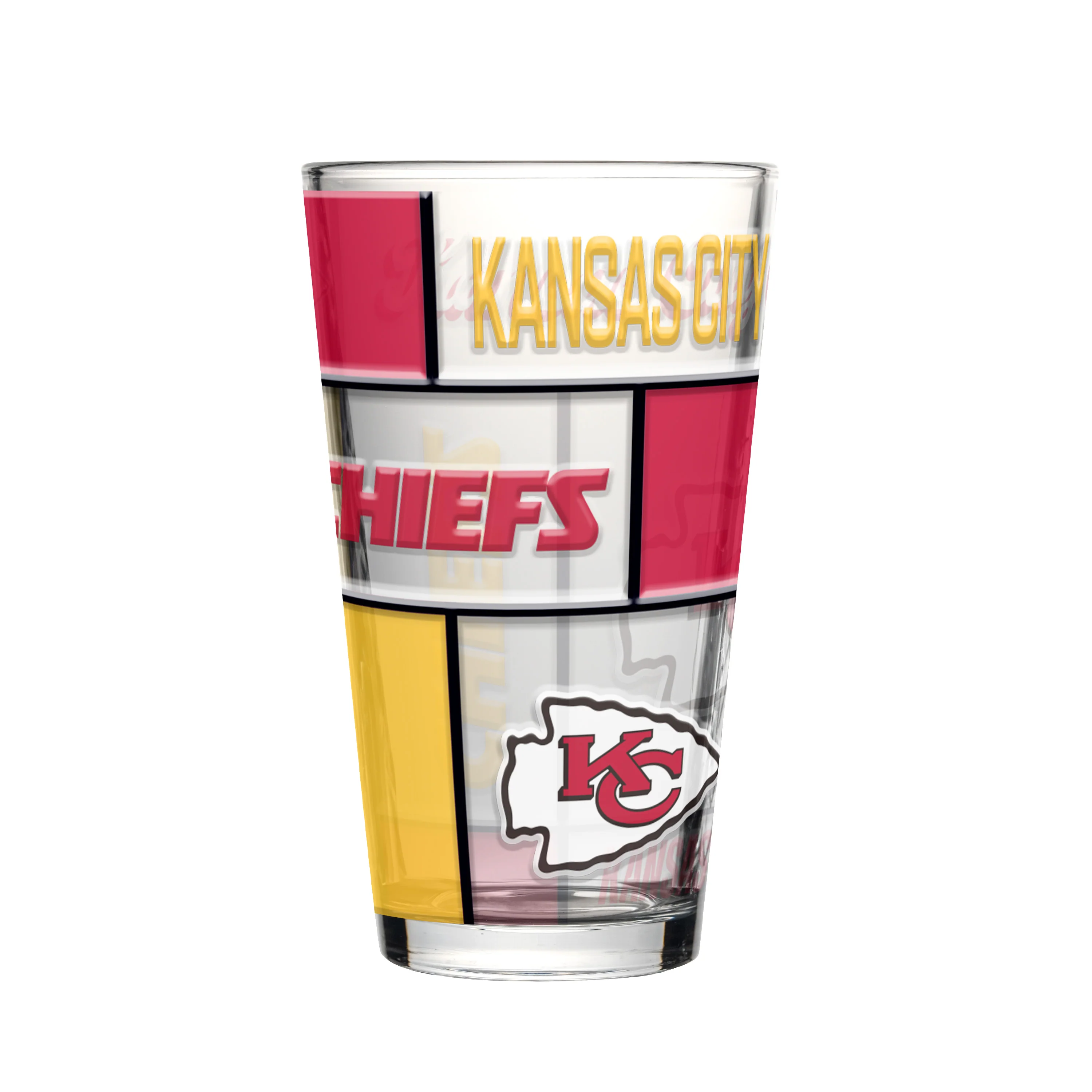 Kansas City Chiefs 16oz Quilted Stained Pint Glass - Image 2