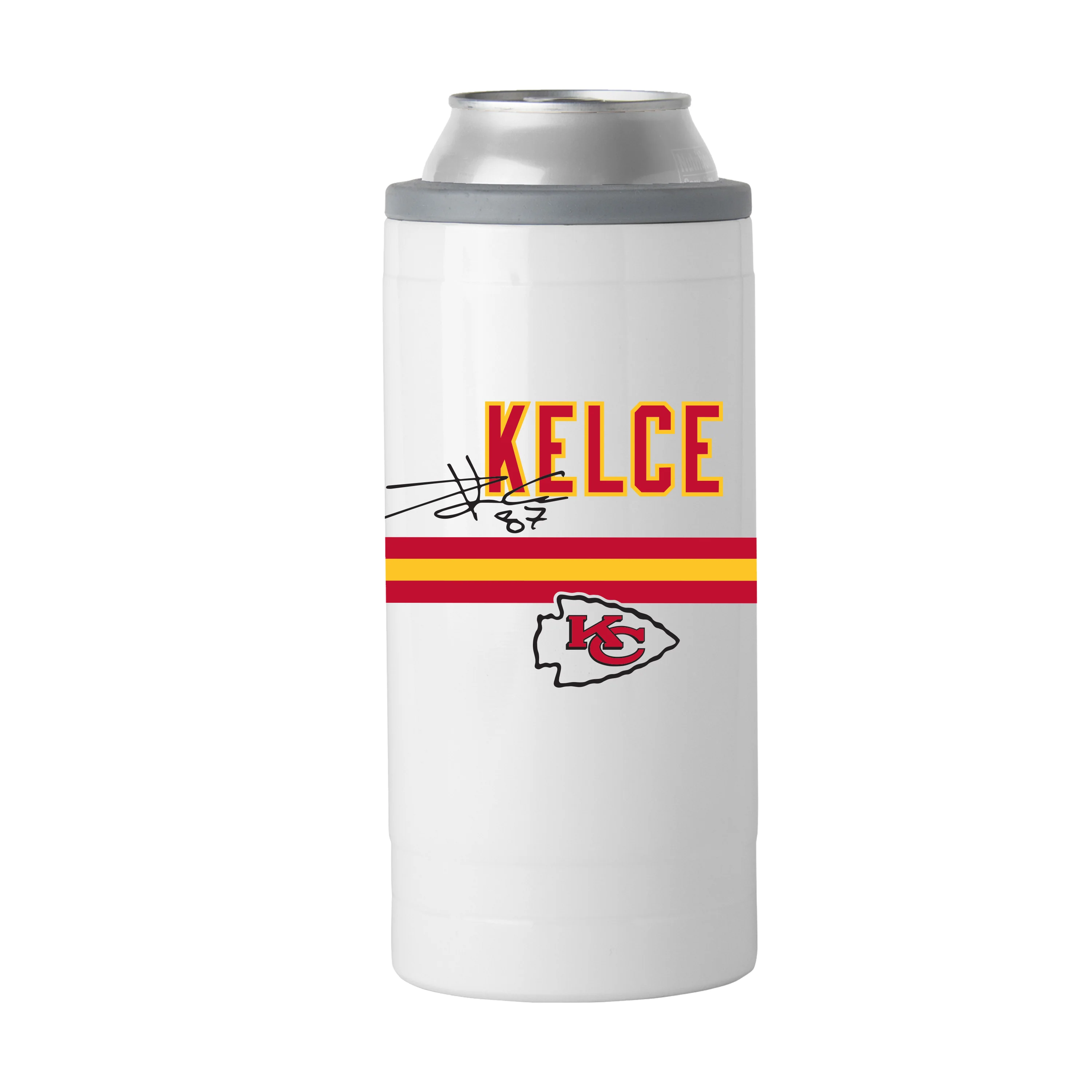 Kansas City Chiefs Travis Kelce 12oz Stripe Slim Can Coolie