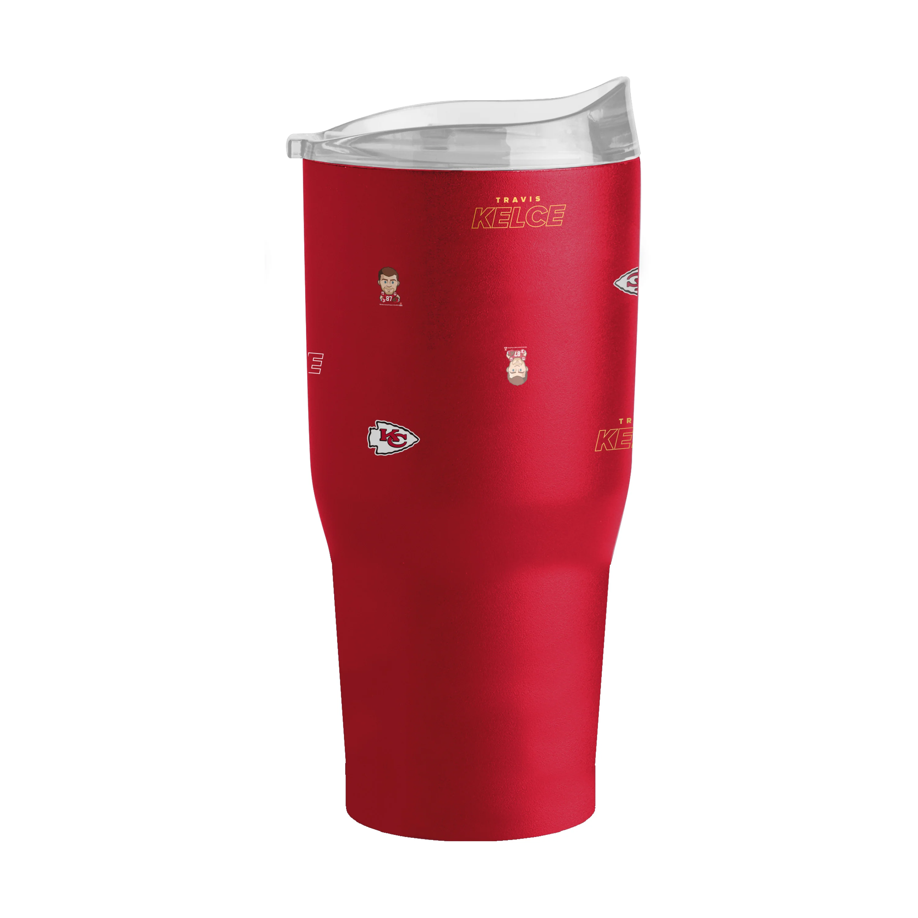 Kansas City Chiefs Travis Kelce Caricature Step And Repeat 30oz Powder Coat Tumbler - Image 2