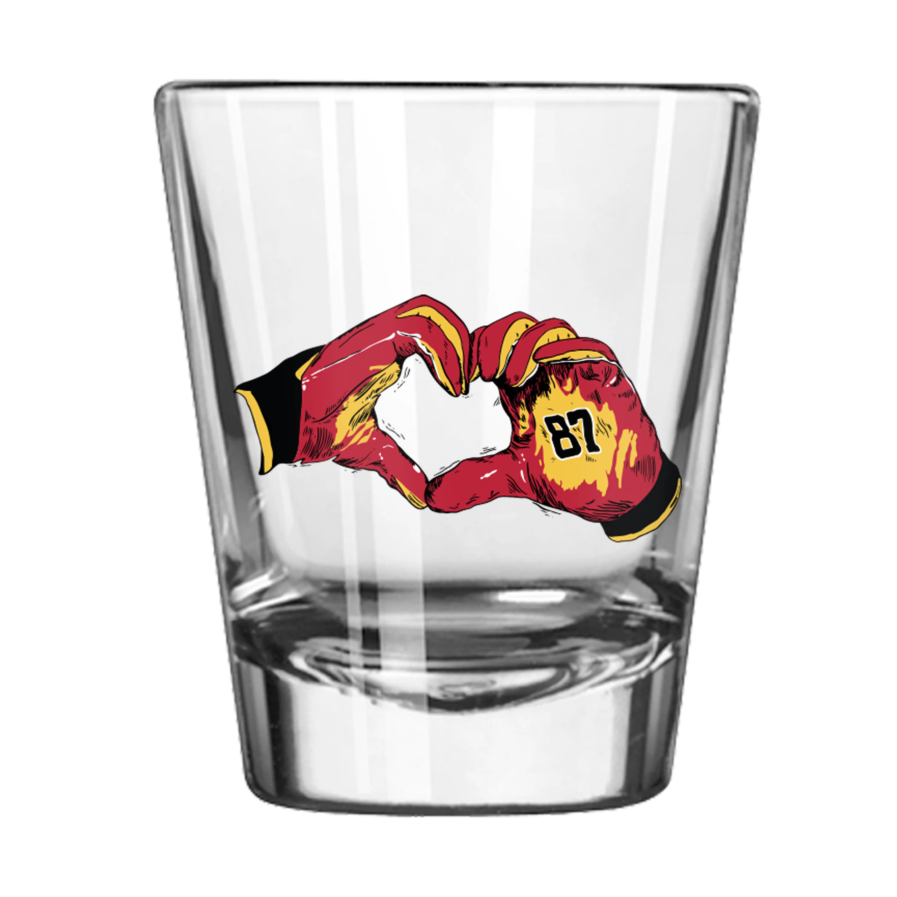 Kansas City Chiefs Travis Kelce Heart Hands 2oz Shot Glass
