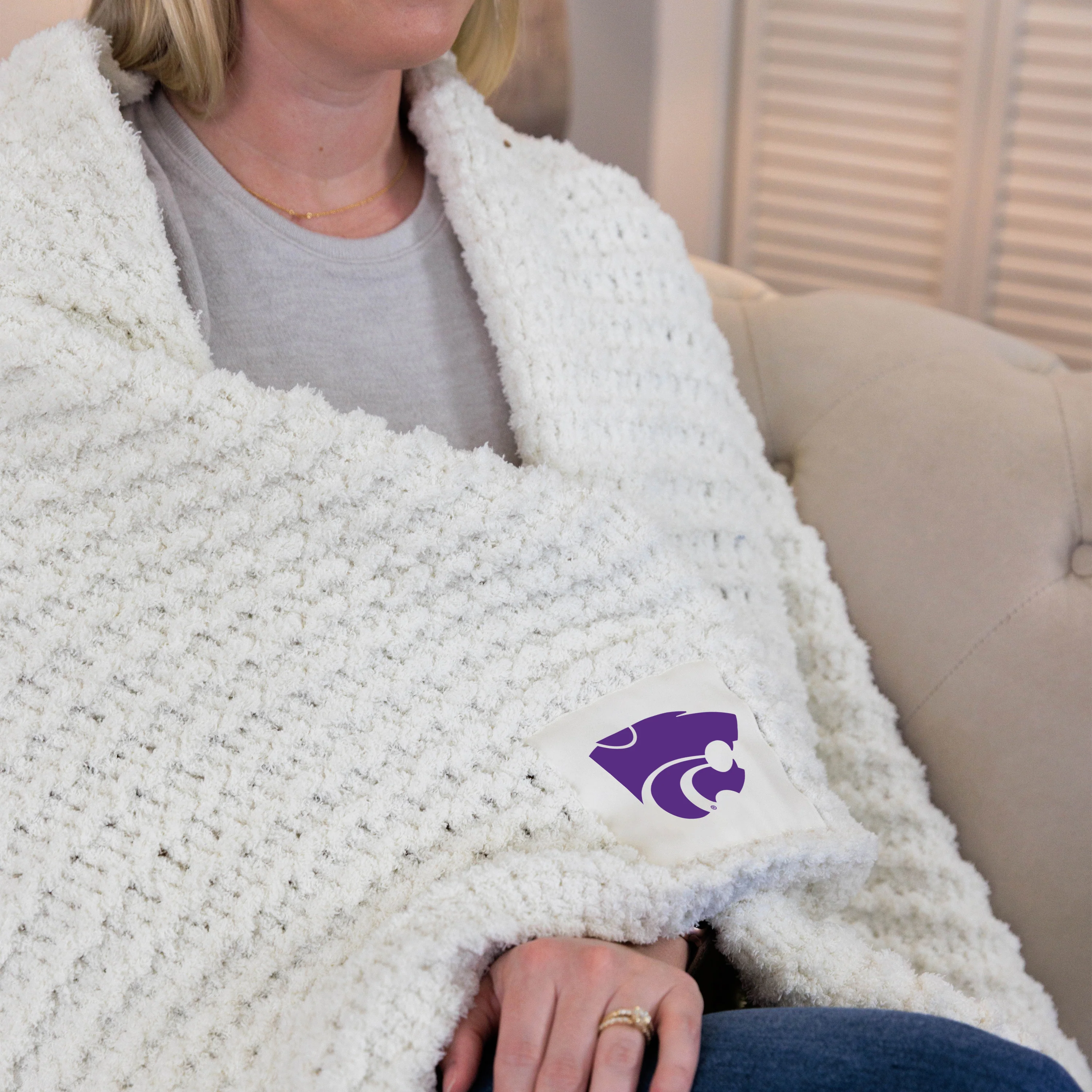Kansas State Cable Knit Throw 50x60 - Image 2