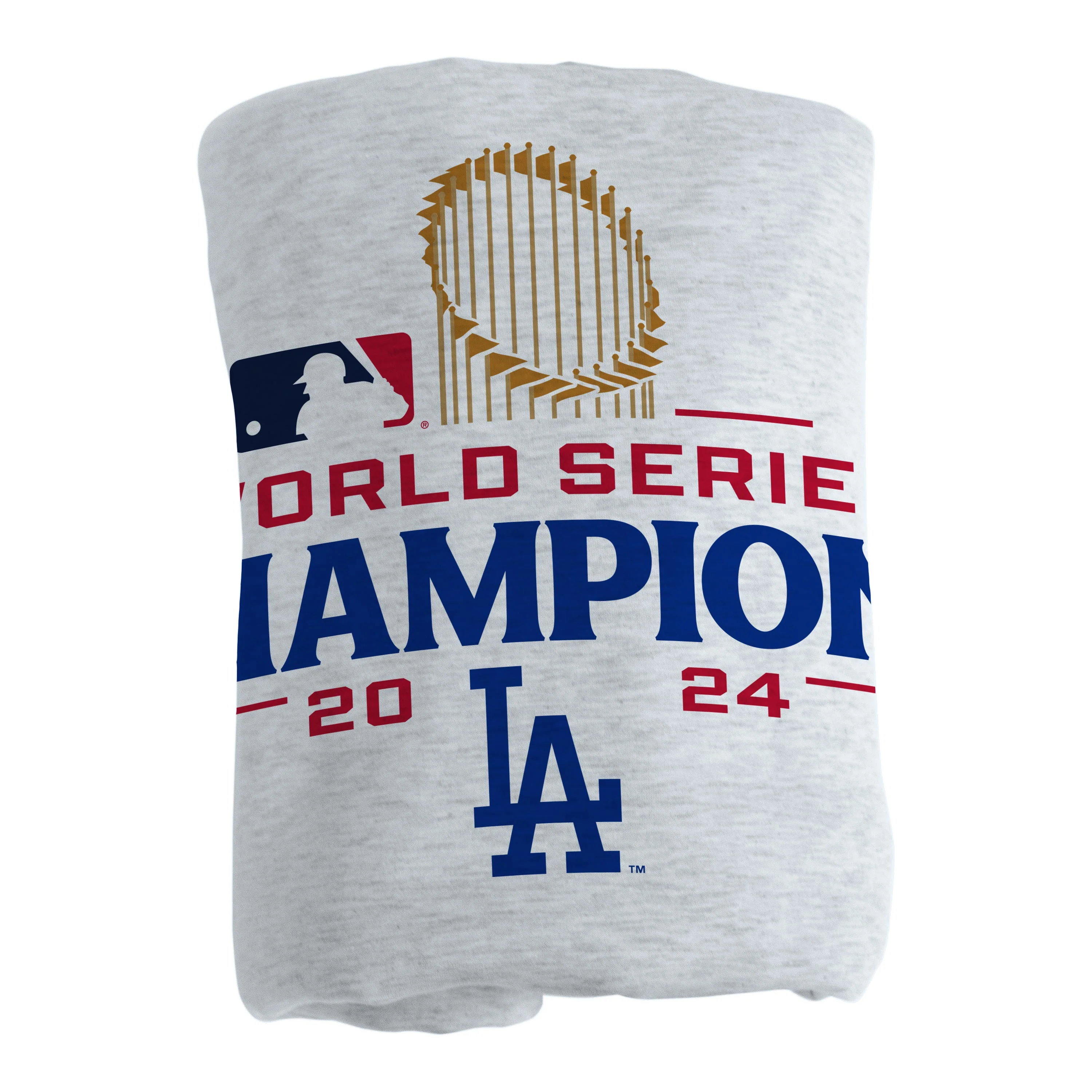 LA Dodgers 2024 World Series Champs Athletic Gray Sublimated Sweatshirt Blanket - Image 3
