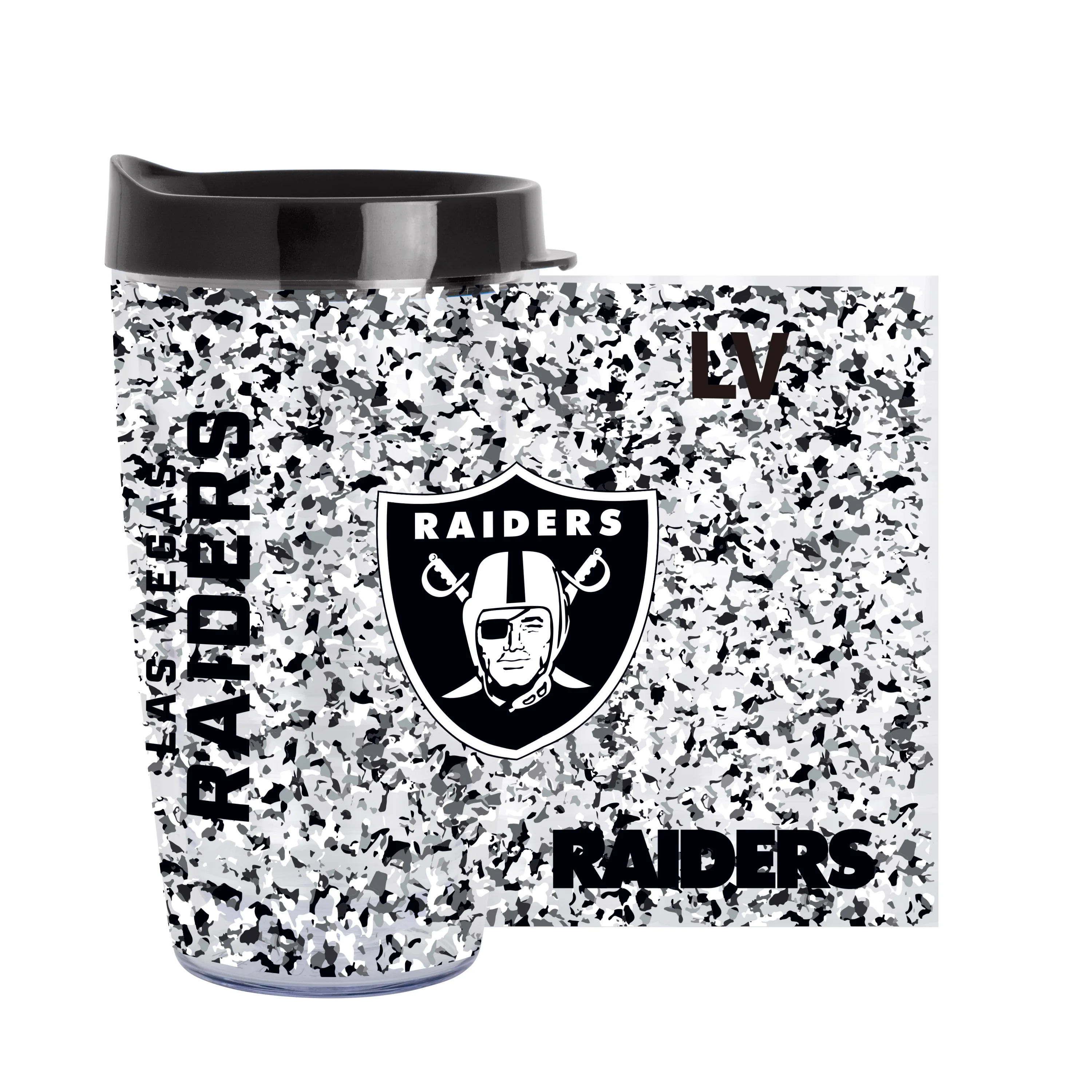 Las Vegas Raiders 16oz Terrazzo Dbl Wall Clear Tumbler - Image 3