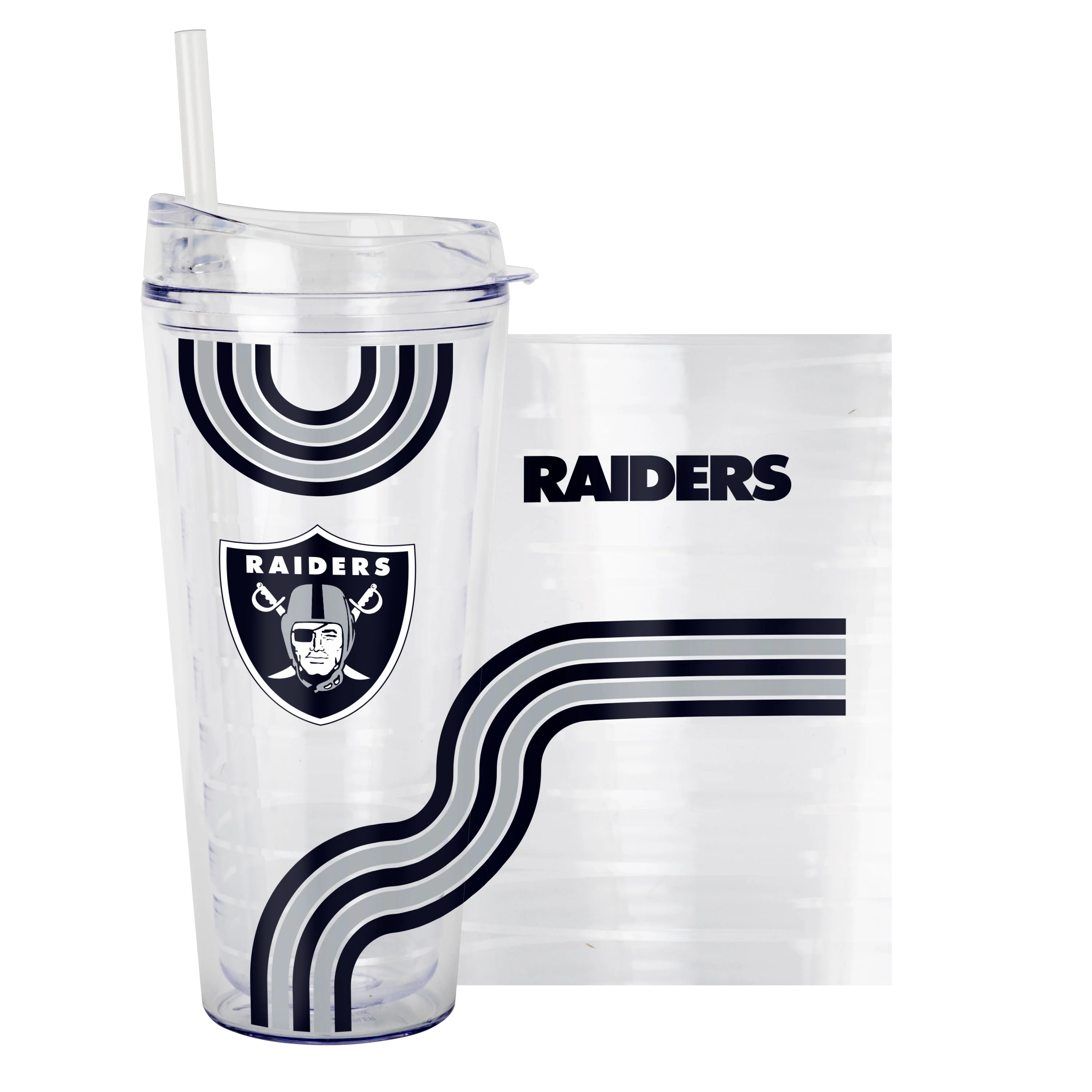 Las Vegas Raiders 22oz Waves Dbl Wall Clear Tumbler - Image 3