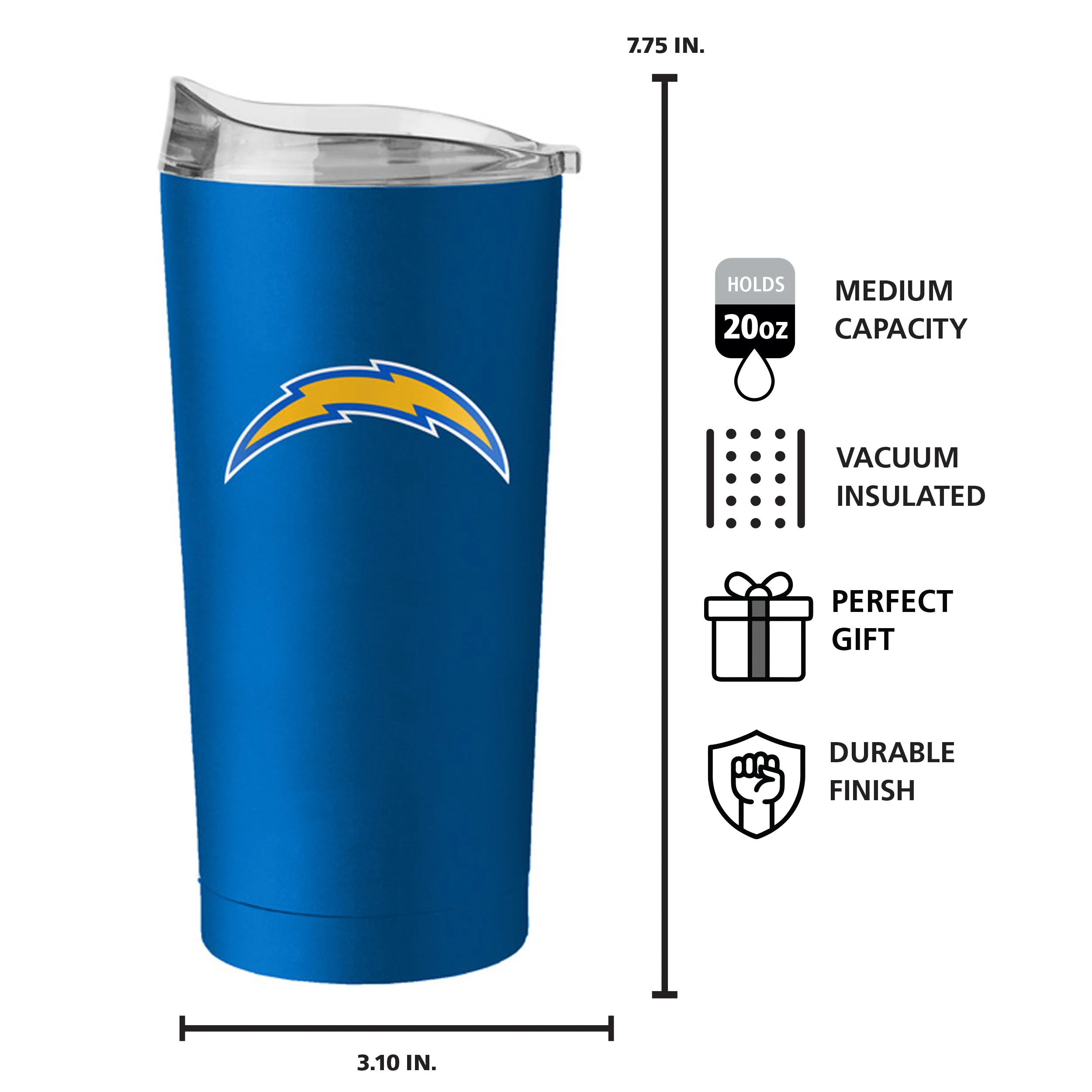 Los Angeles Chargers 20oz Flipside Powder Coat Tumbler - Image 5