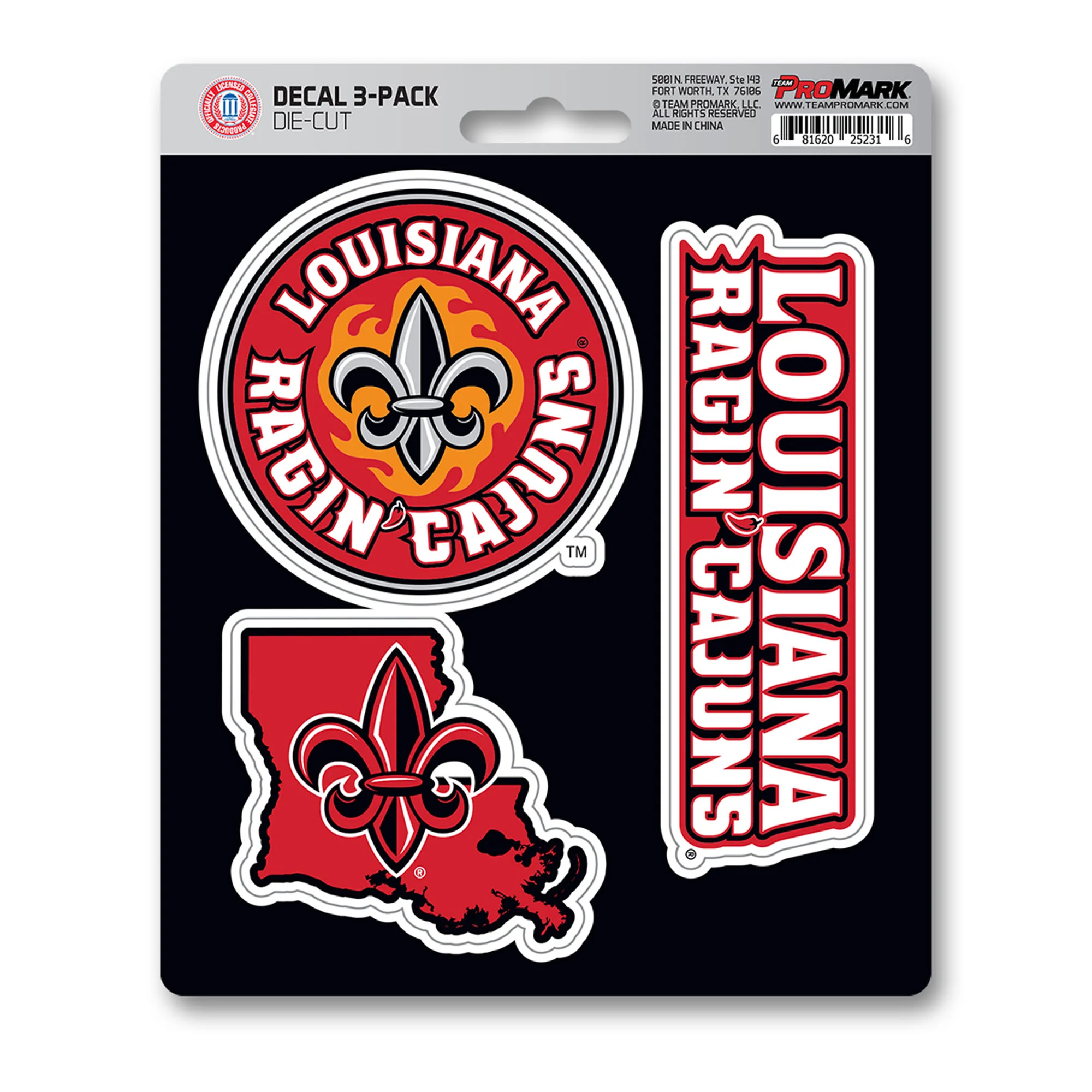 Louisiana-Lafayette Decal 3-pk