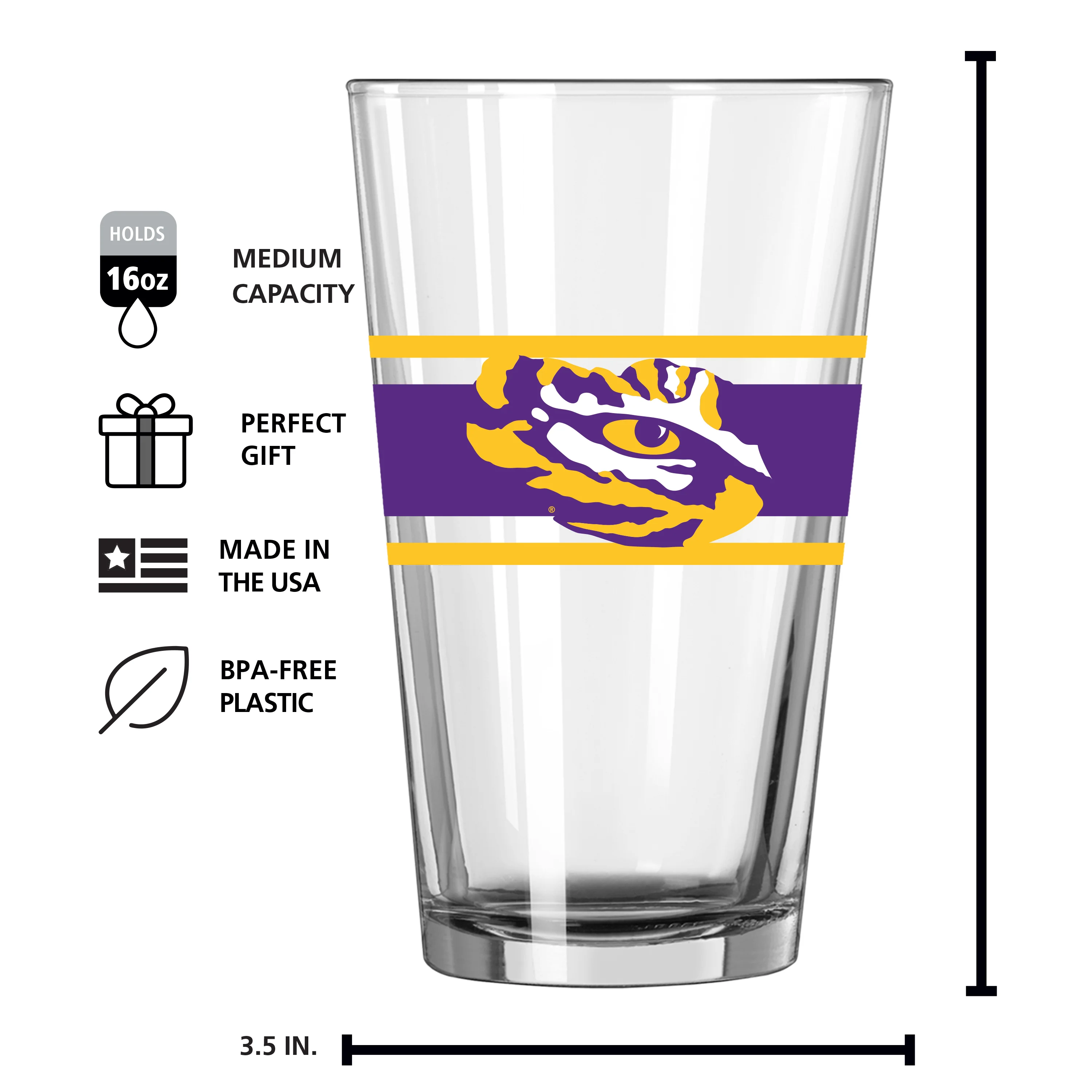 LSU 16oz Stripe Pint Glass - Image 3