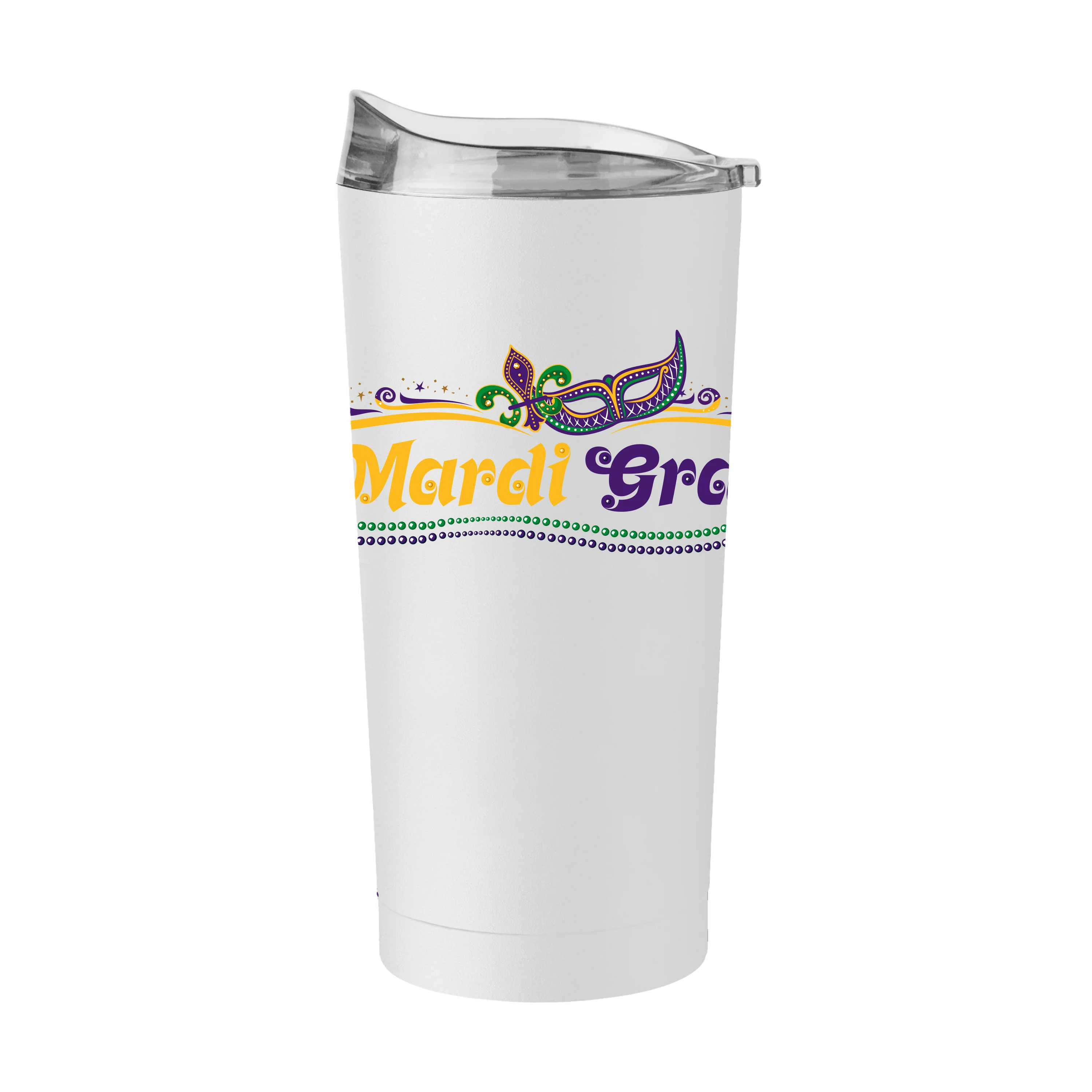 Mardi Gras Beads White 20oz Powder Coat Tumbler - Image 2