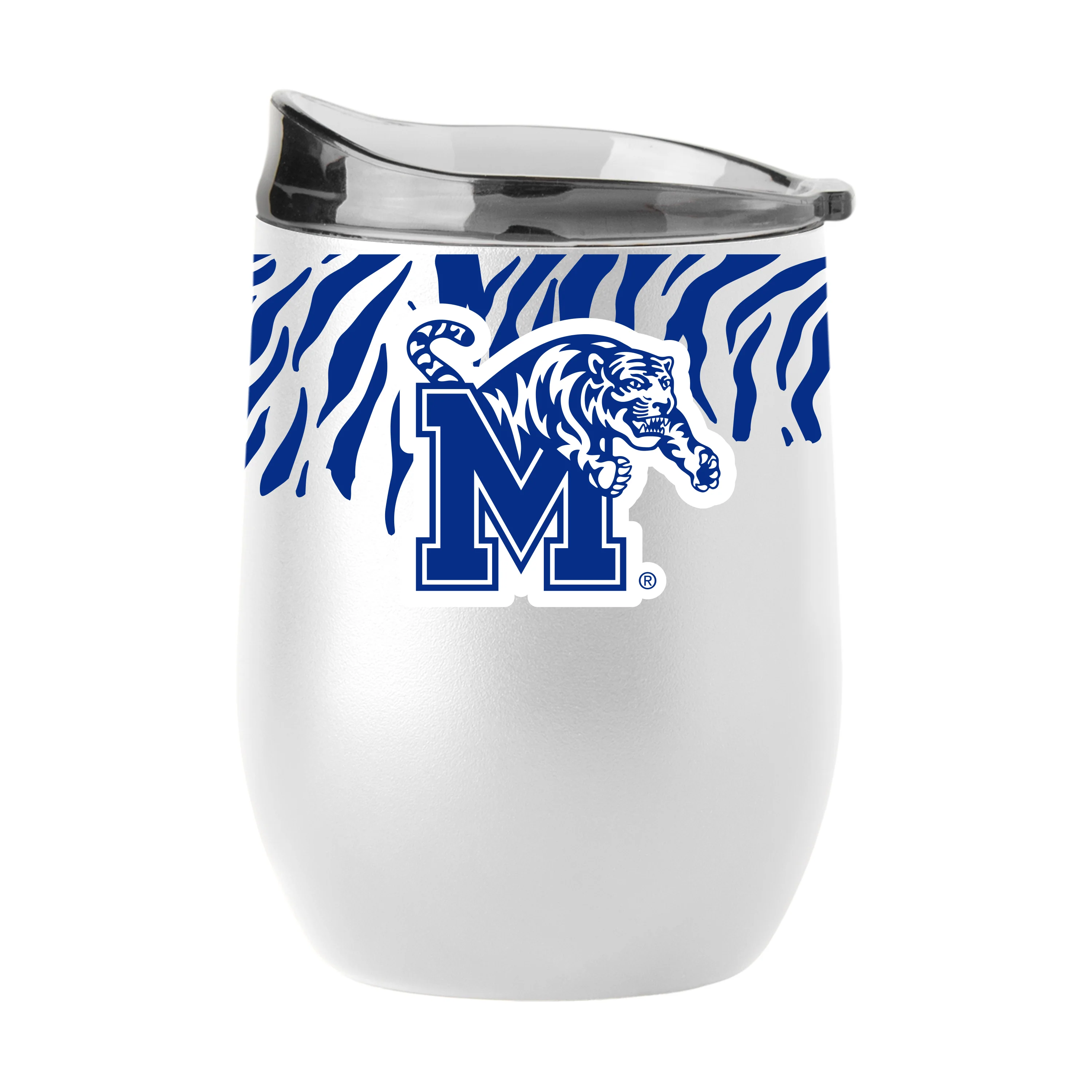 Memphis 16oz Tiger Stripe White Powder Coat Curved Bev