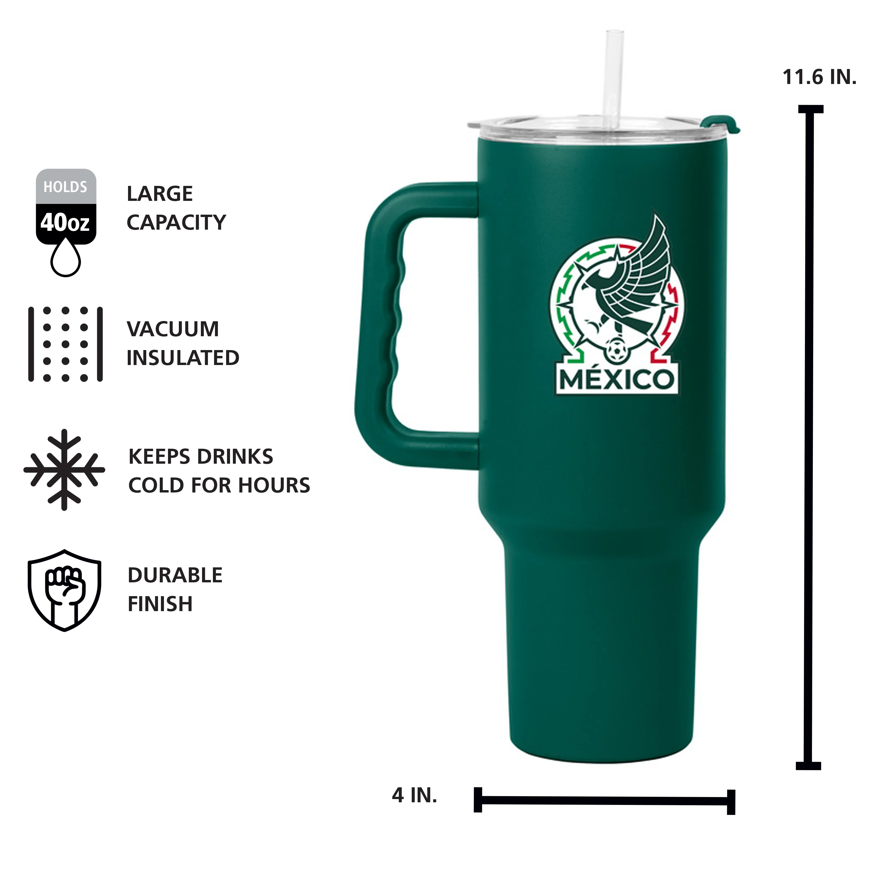 Mexico National Team 40oz Flipside Powder Coat Tumbler - Image 5