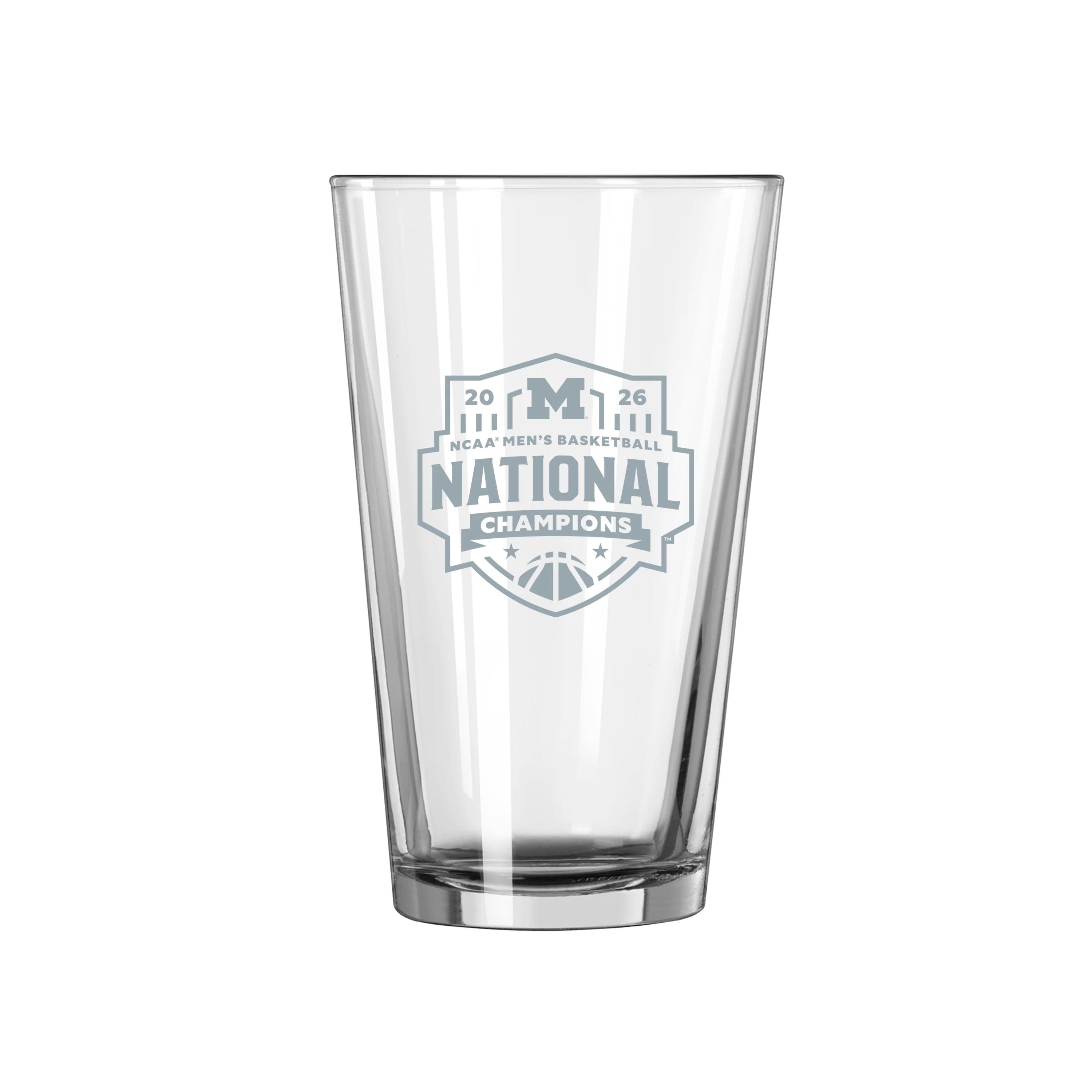 Michigan 2026 Mens Basketball Champions 16oz Etch Pint Glass