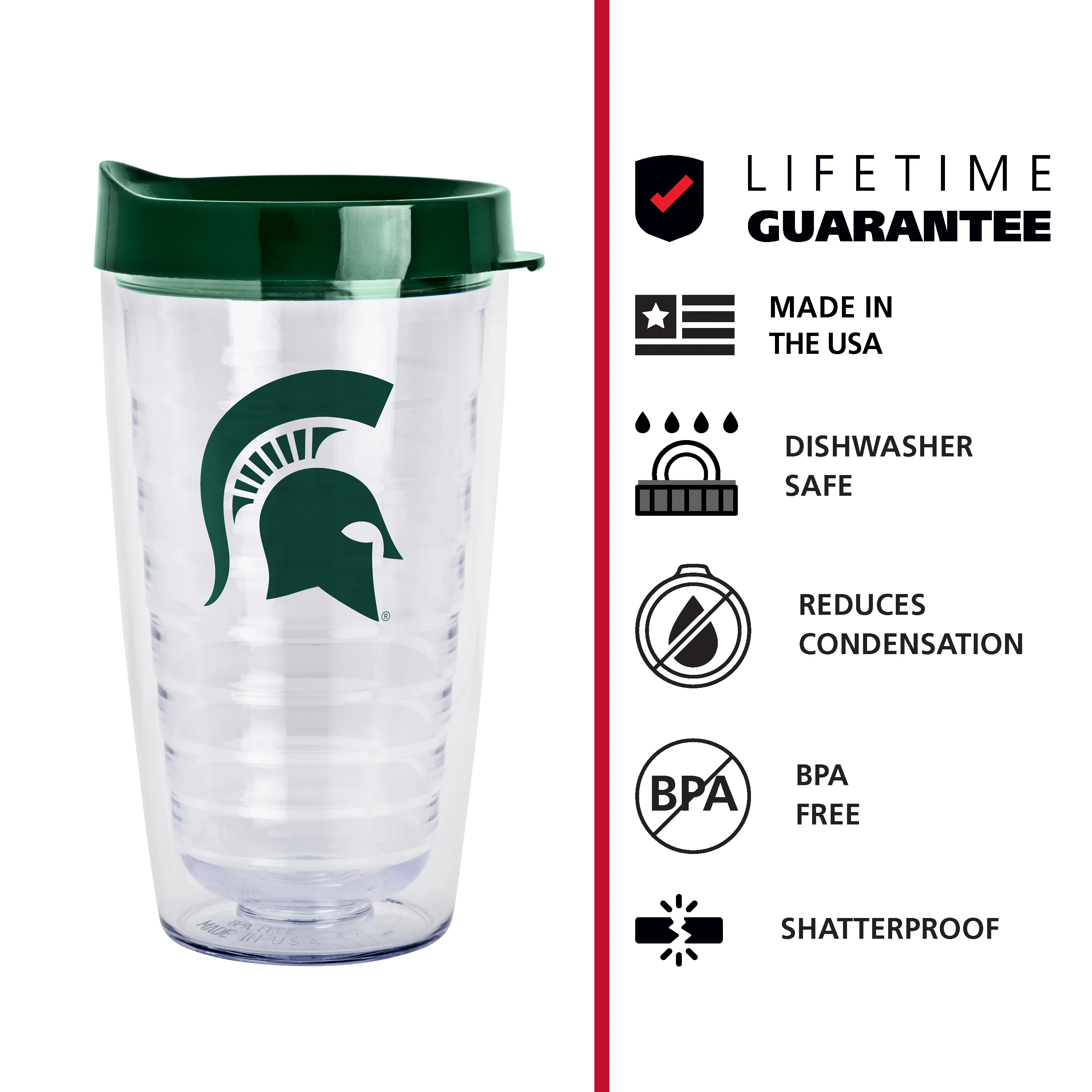Michigan State 16oz Flipside Dbl Wall Clear Tumbler - Image 6
