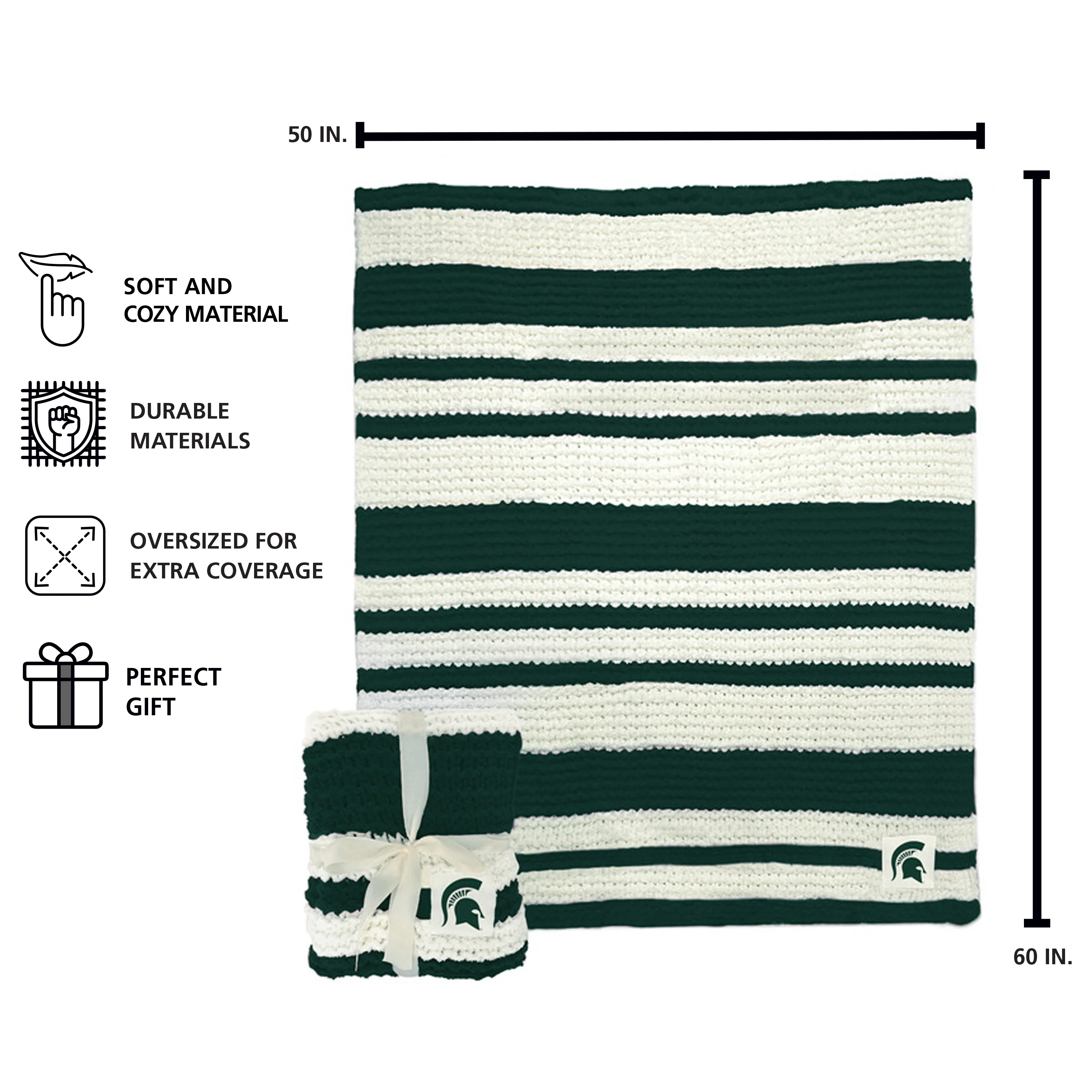 Michigan State Cable Knit Throw 50x60 - Image 3