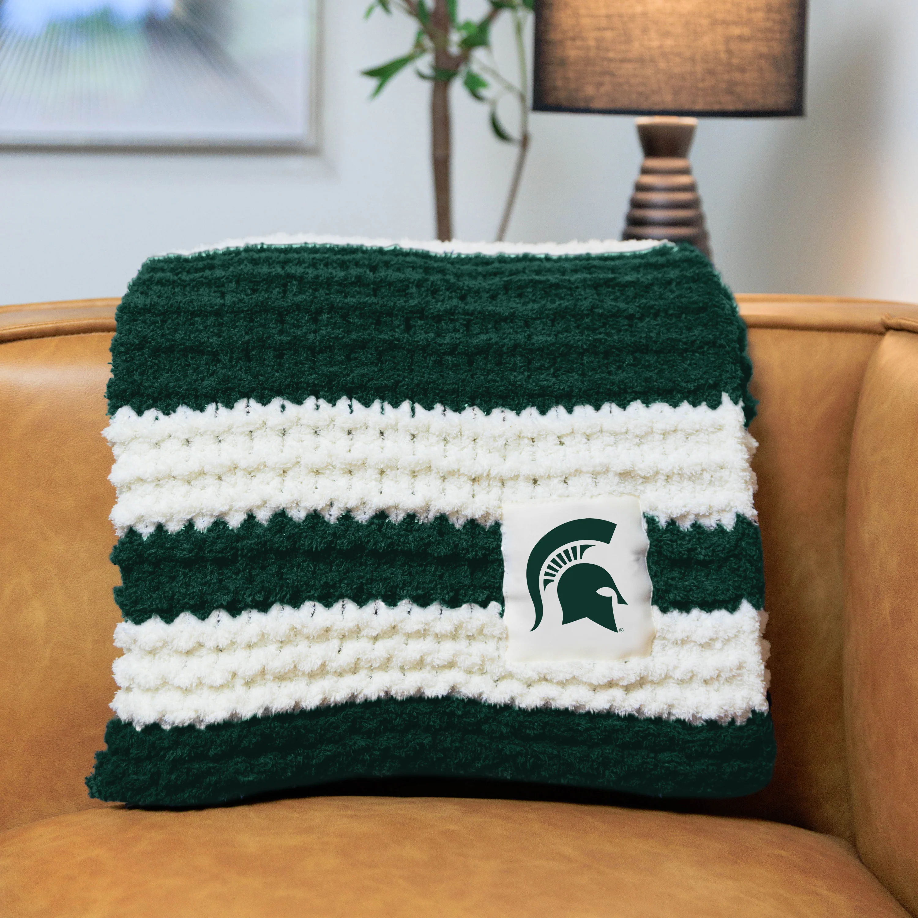 Michigan State Cable Knit Throw 50x60 - Image 4