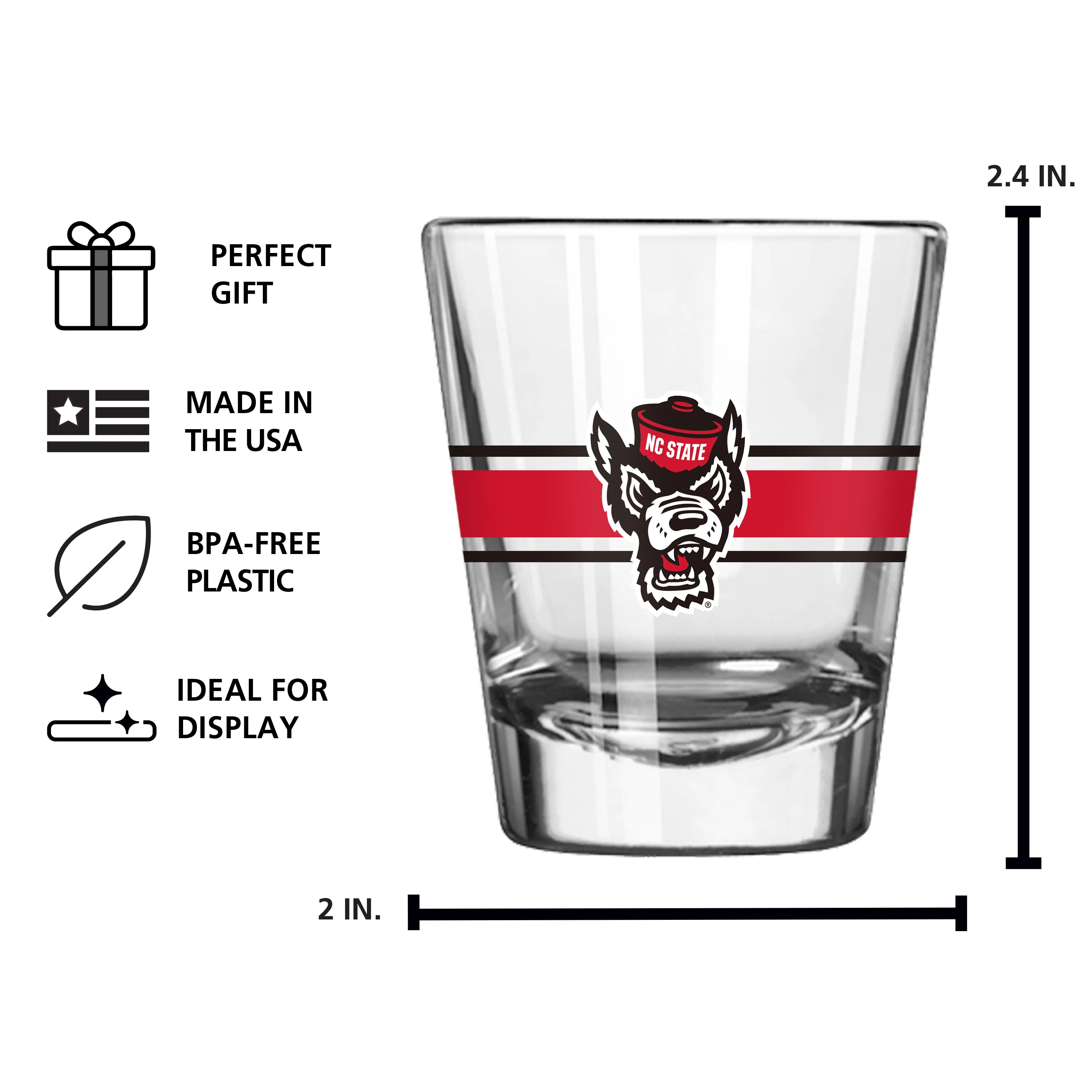 N.C. State 2oz Stripe Shot Glass - Image 4