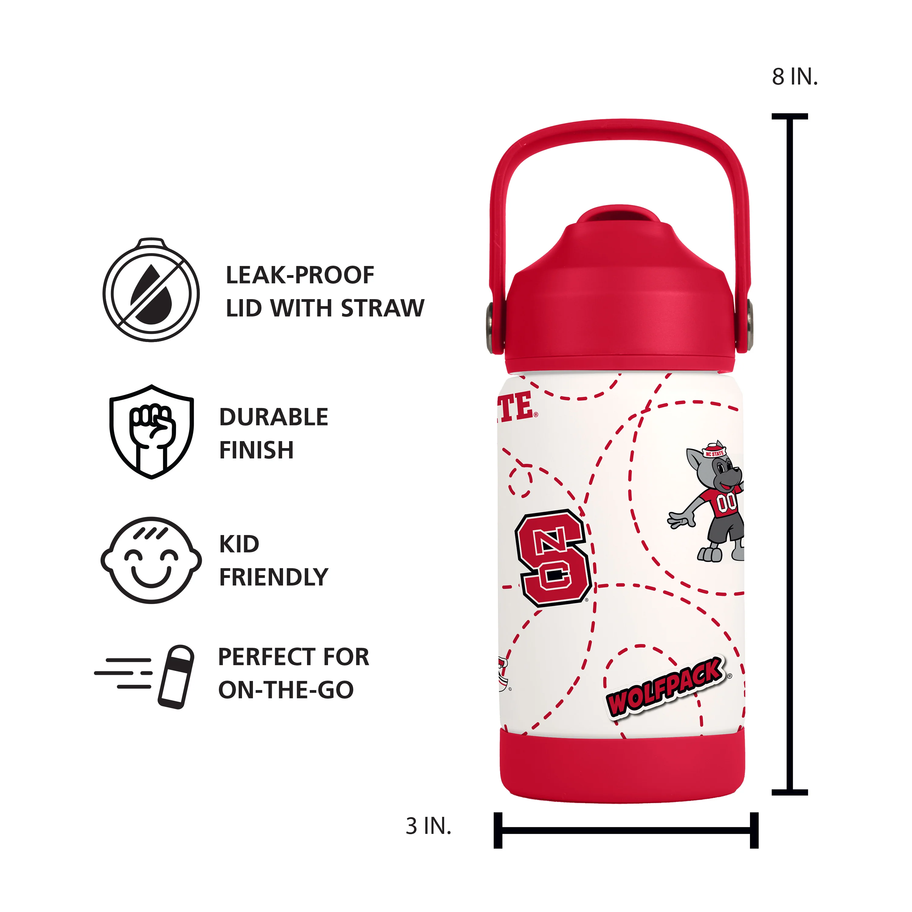 NC State 12oz Mascot SS Kids Bottle - Image 6