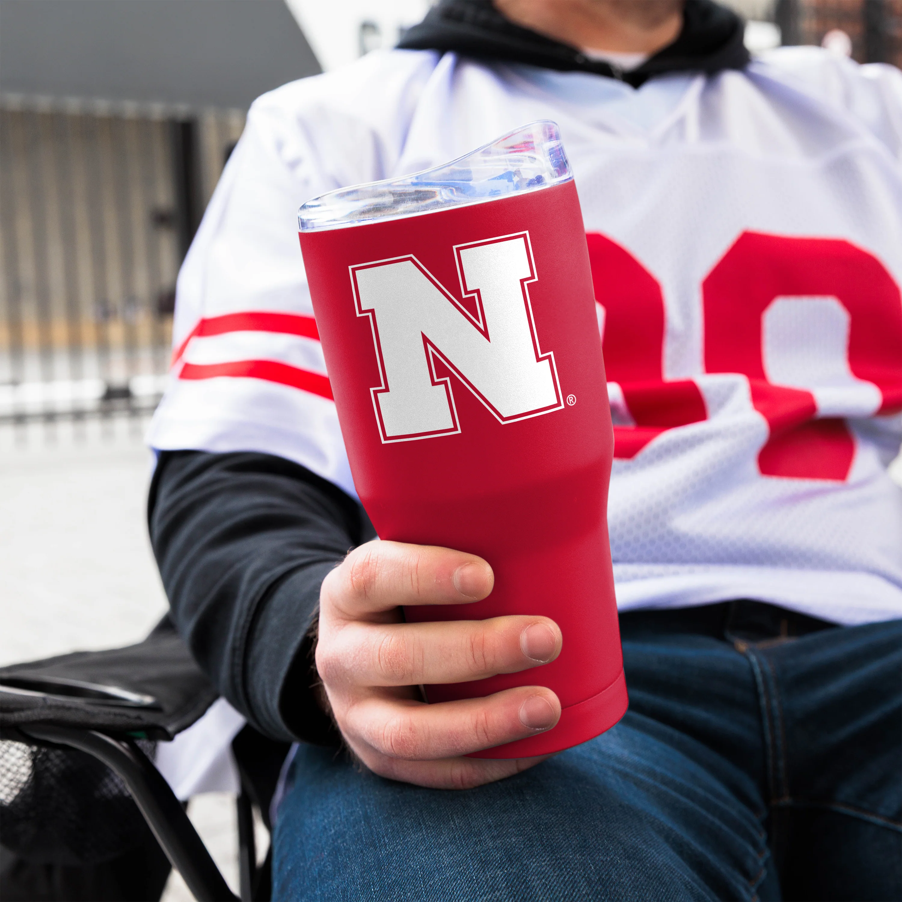 Nebraska 30oz Flipside Powder Coat Tumbler - Image 5