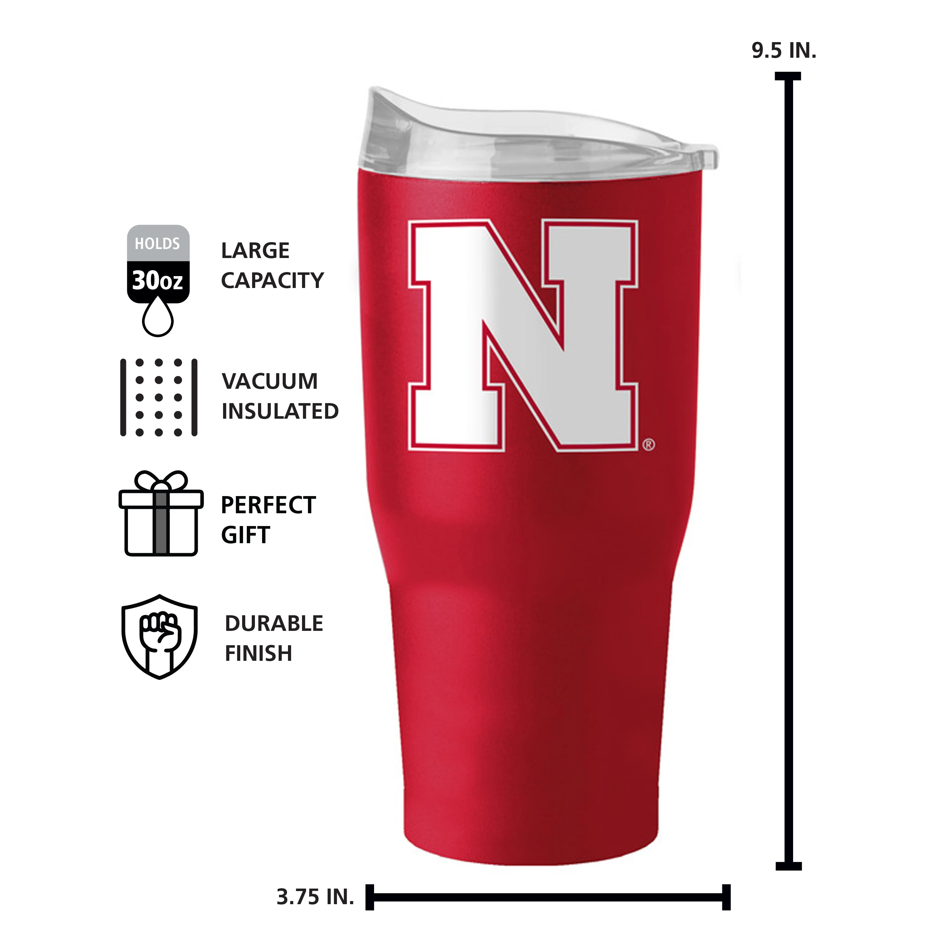 Nebraska 30oz Flipside Powder Coat Tumbler - Image 7