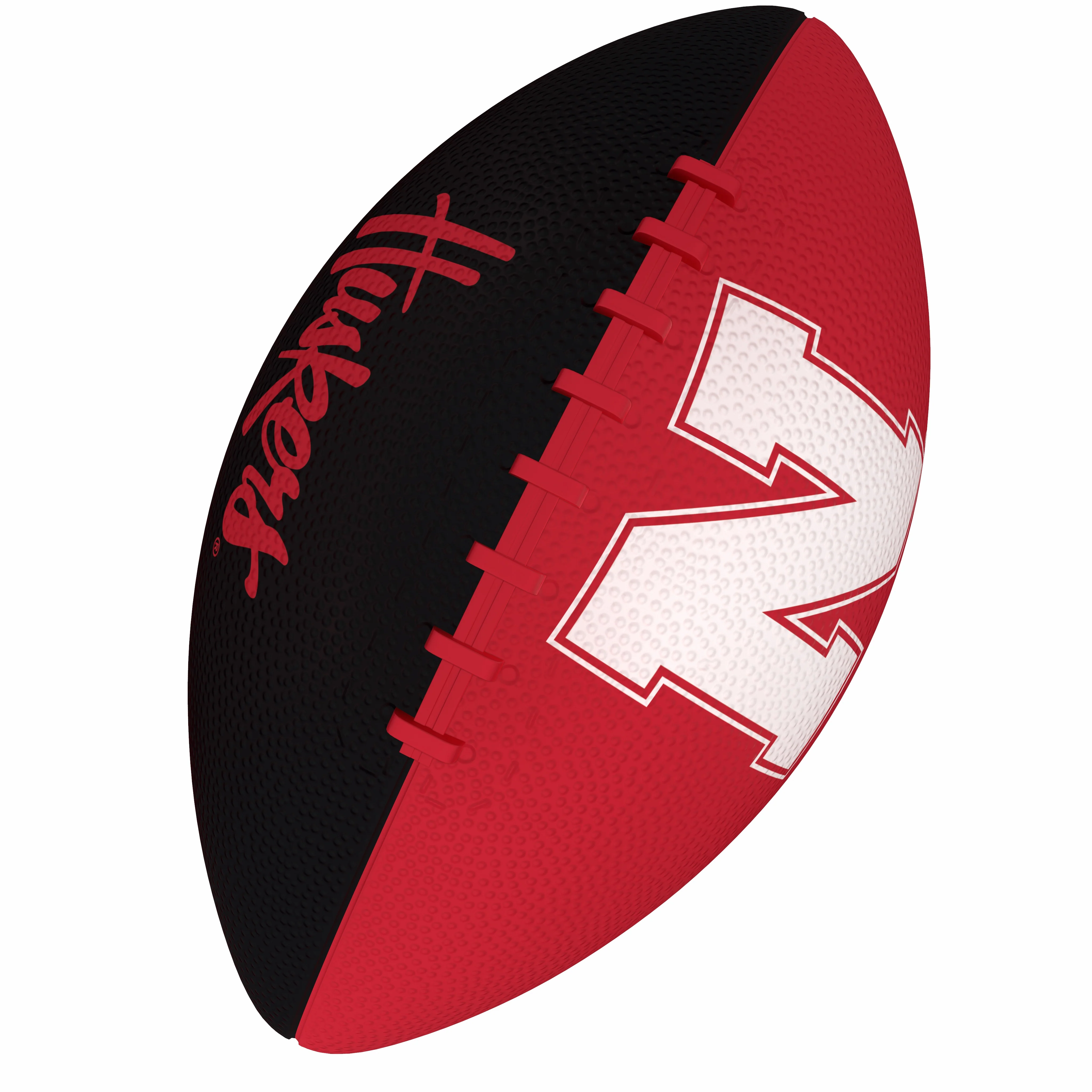 Nebraska Pinwheel Logo Junior Size Rubber Football - Image 4