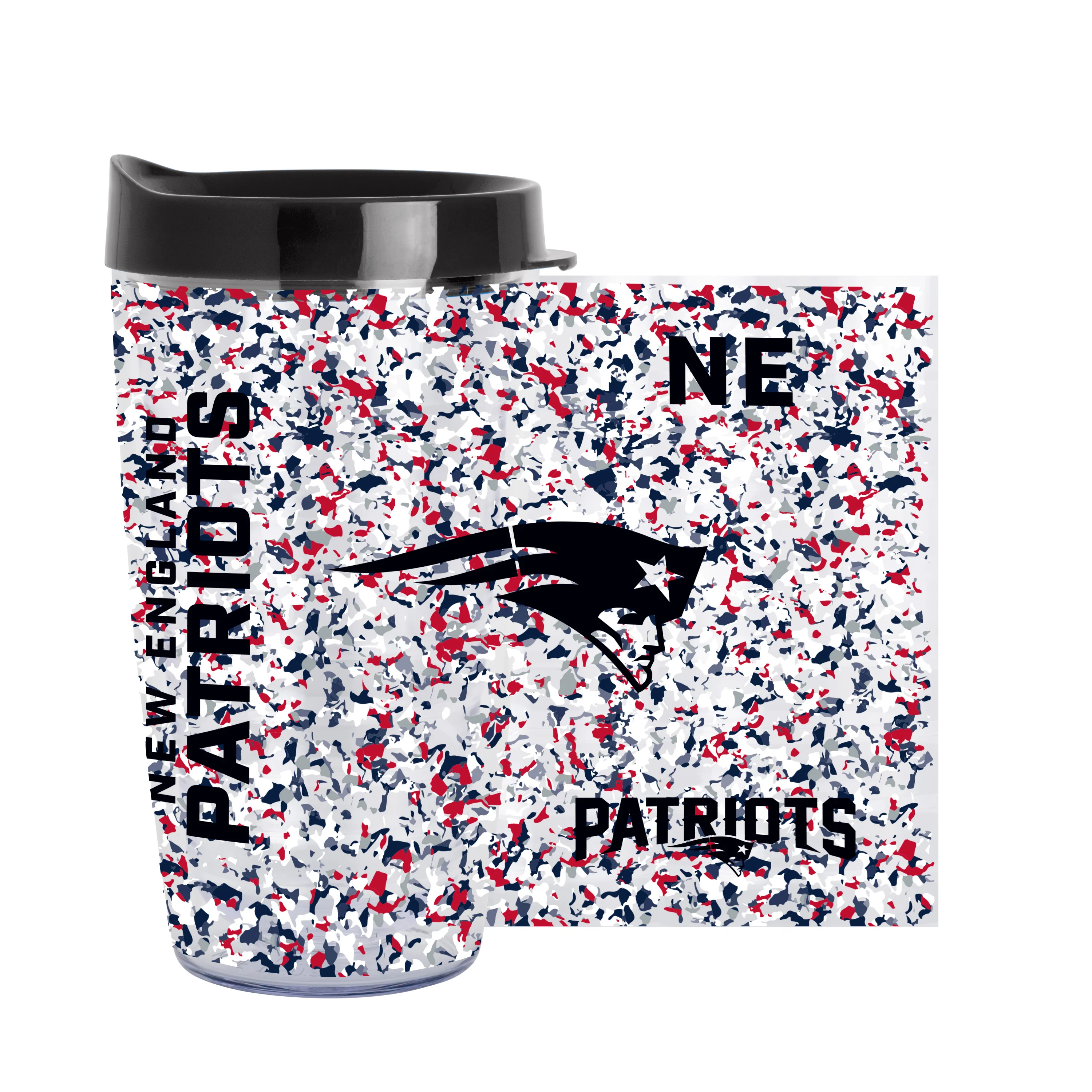 New England Patriots 16oz Terrazzo Dbl Wall Clear Tumbler - Image 3
