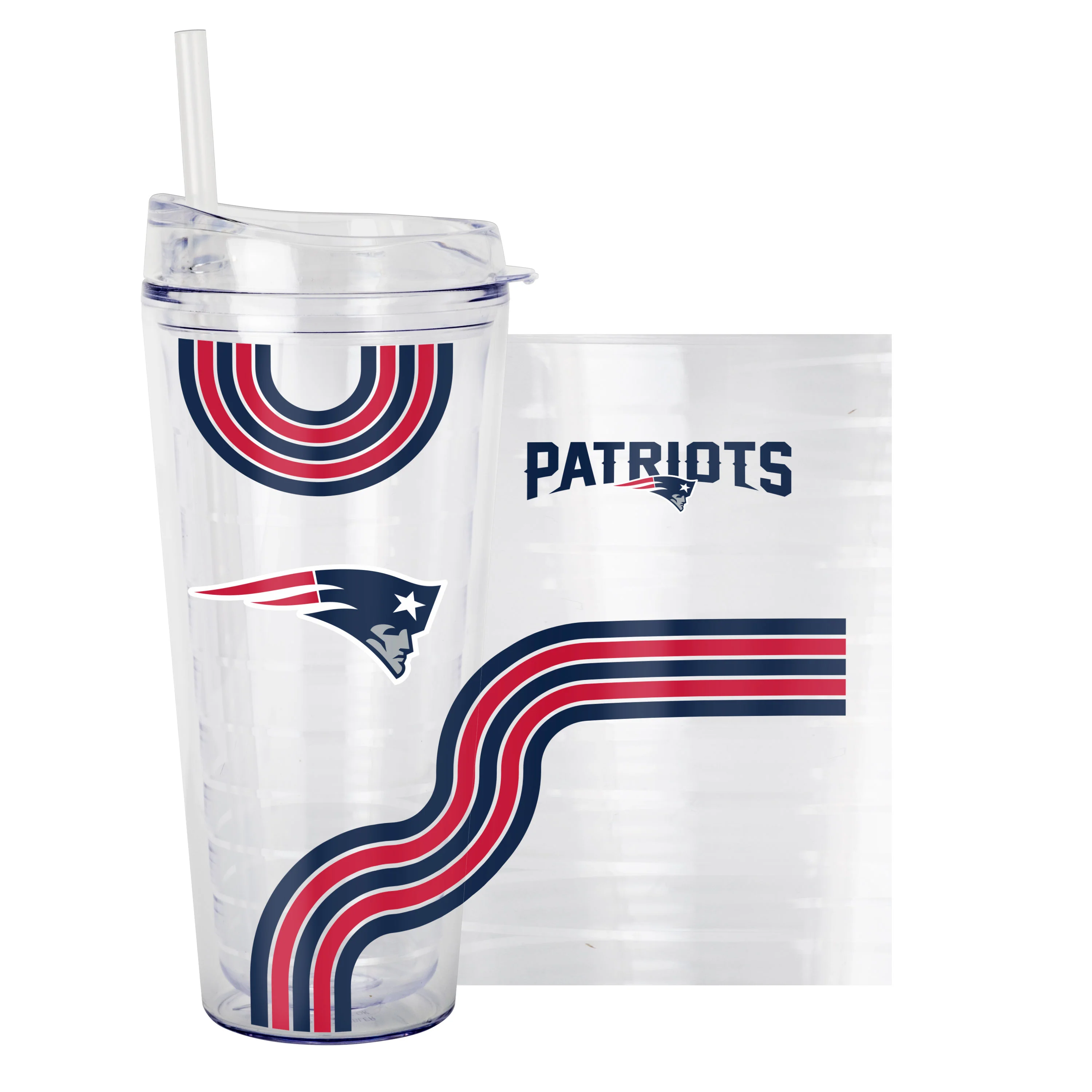 New England Patriots 22oz Waves Dbl Wall Clear Tumbler - Image 3