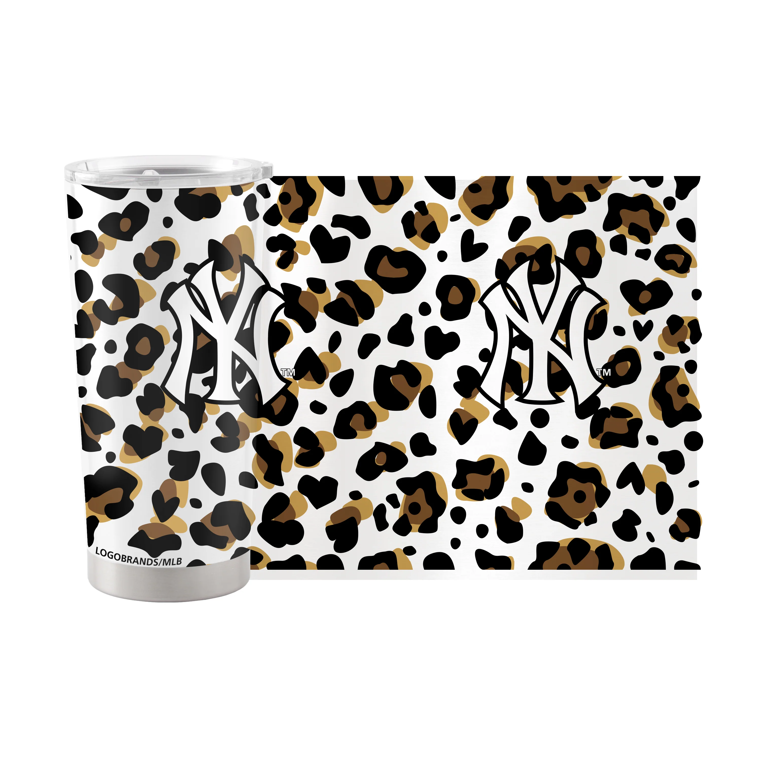 New York Yankees 20oz Neutral Leopard Stainless Steel Tumbler - Image 2
